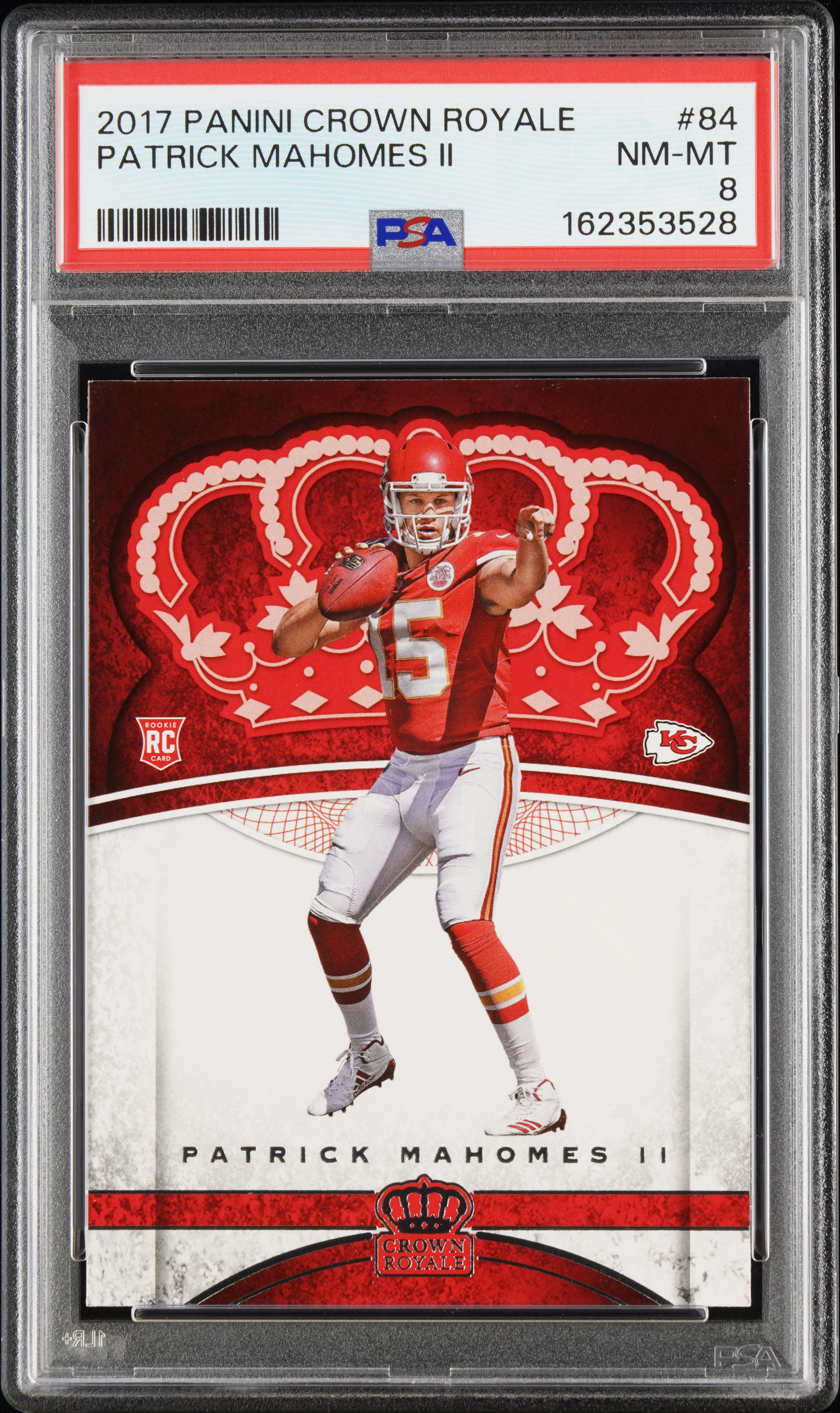PATRICK MAHOMES II | 2017 PANINI CROWN ROYALE 84 | PSA NM-MT 8