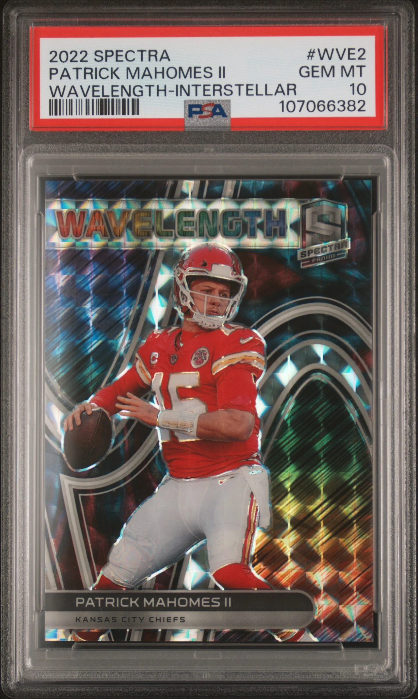 PATRICK MAHOMES II | 2022 PANINI SPECTRA WAVELENGTH WVE2 | WAVELENGTH-INTERSTELLAR | PSA GEM MT 10