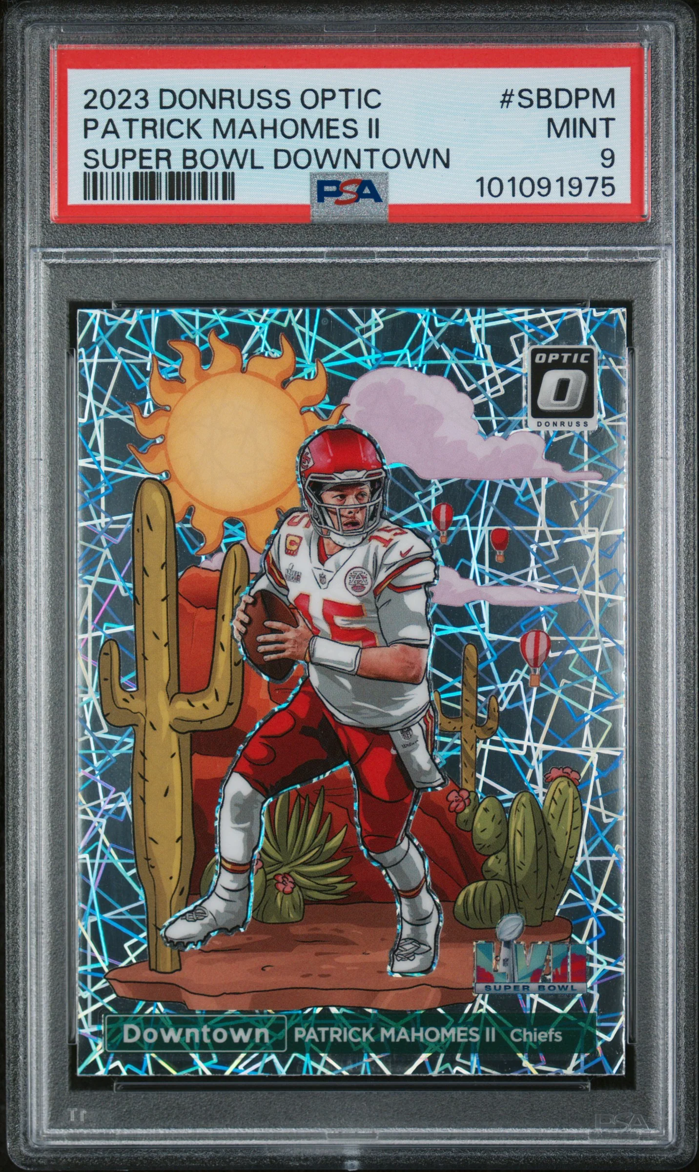 PATRICK MAHOMES II | 2023 PANINI DONRUSS OPTIC SUPER BOWL DOWNTOWN SBDPM | PSA MINT 9