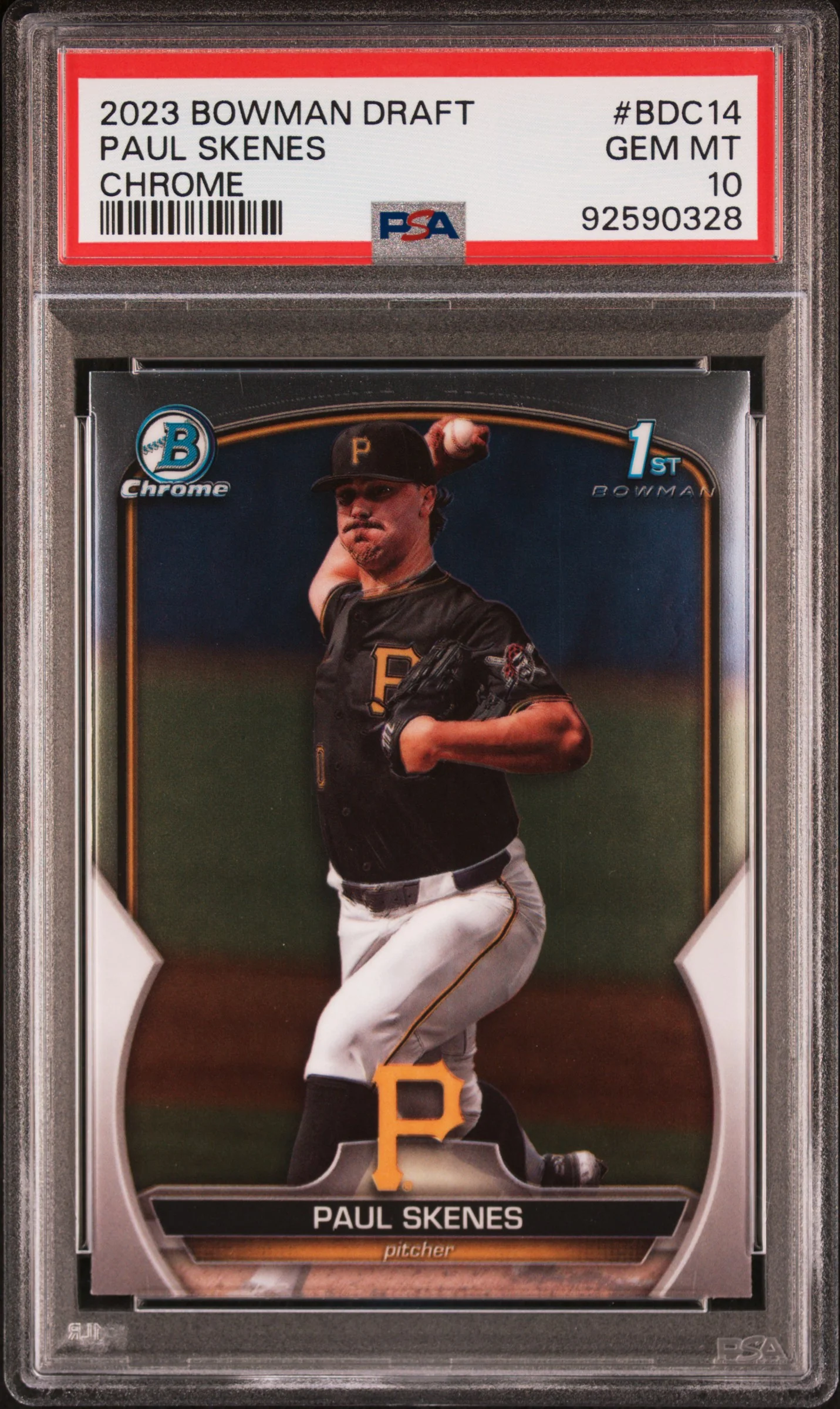 PAUL SKENES | 2023 BOWMAN DRAFT BDC14 | CHROME | PSA GEM MT 10