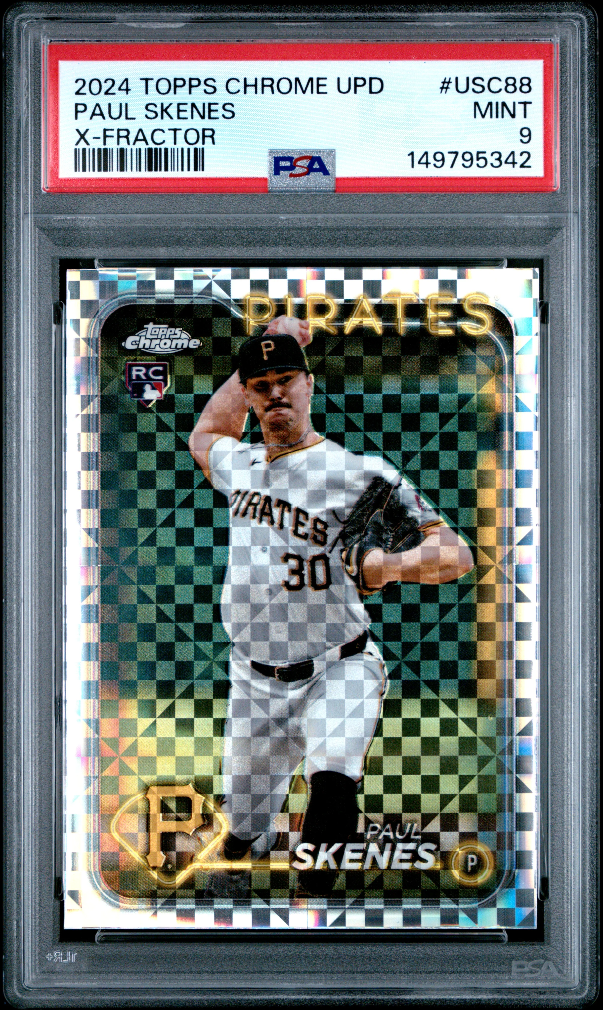 PAUL SKENES | 2024 TOPPS CHROME UPDATE USC88 | X-FRACTOR | PSA MINT 9