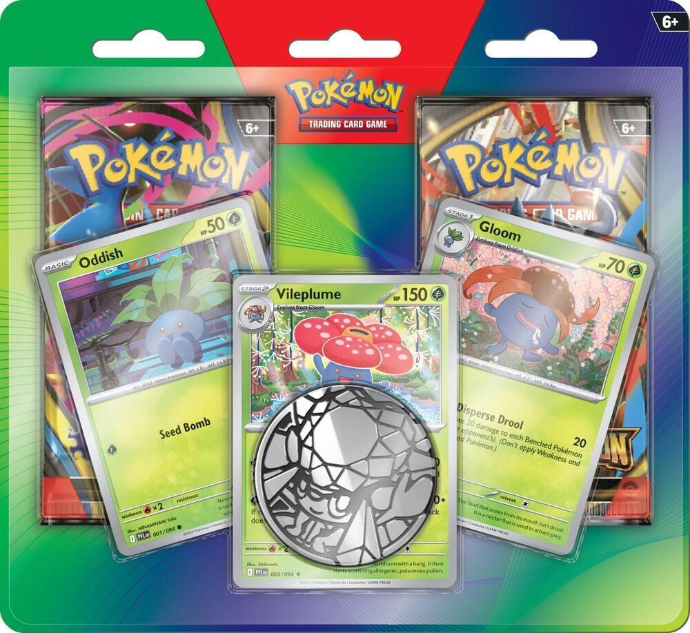 Phantasmal Flames / Mega Evolution Oddish, Gloom, & Vileplume 2-Pack Pokemon Blister (3-tab)