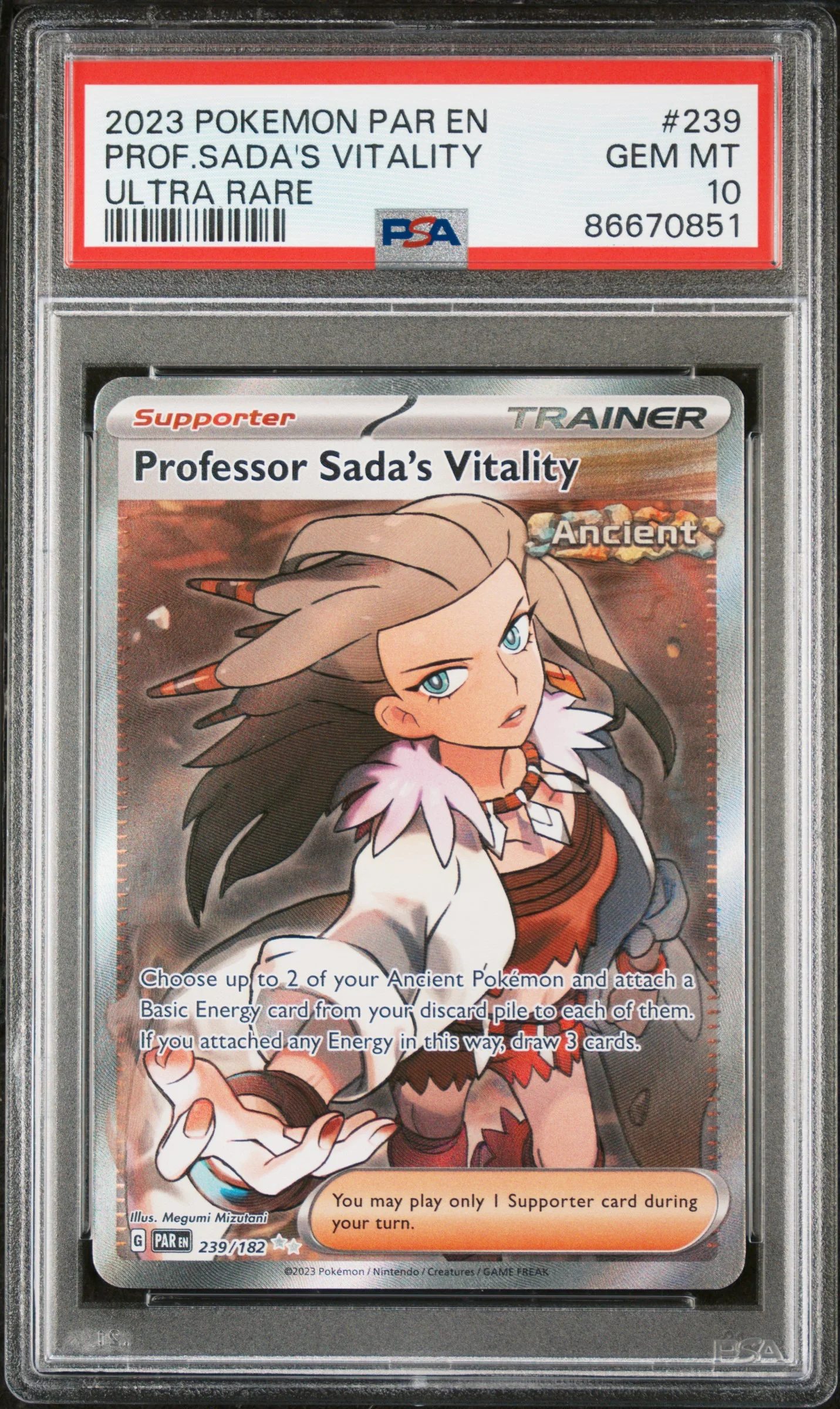 PROF.SADA'S VITALITY | 2023 POKEMON PAR EN-PARADOX RIFT 239 | ULTRA RARE | PSA GEM MT 10