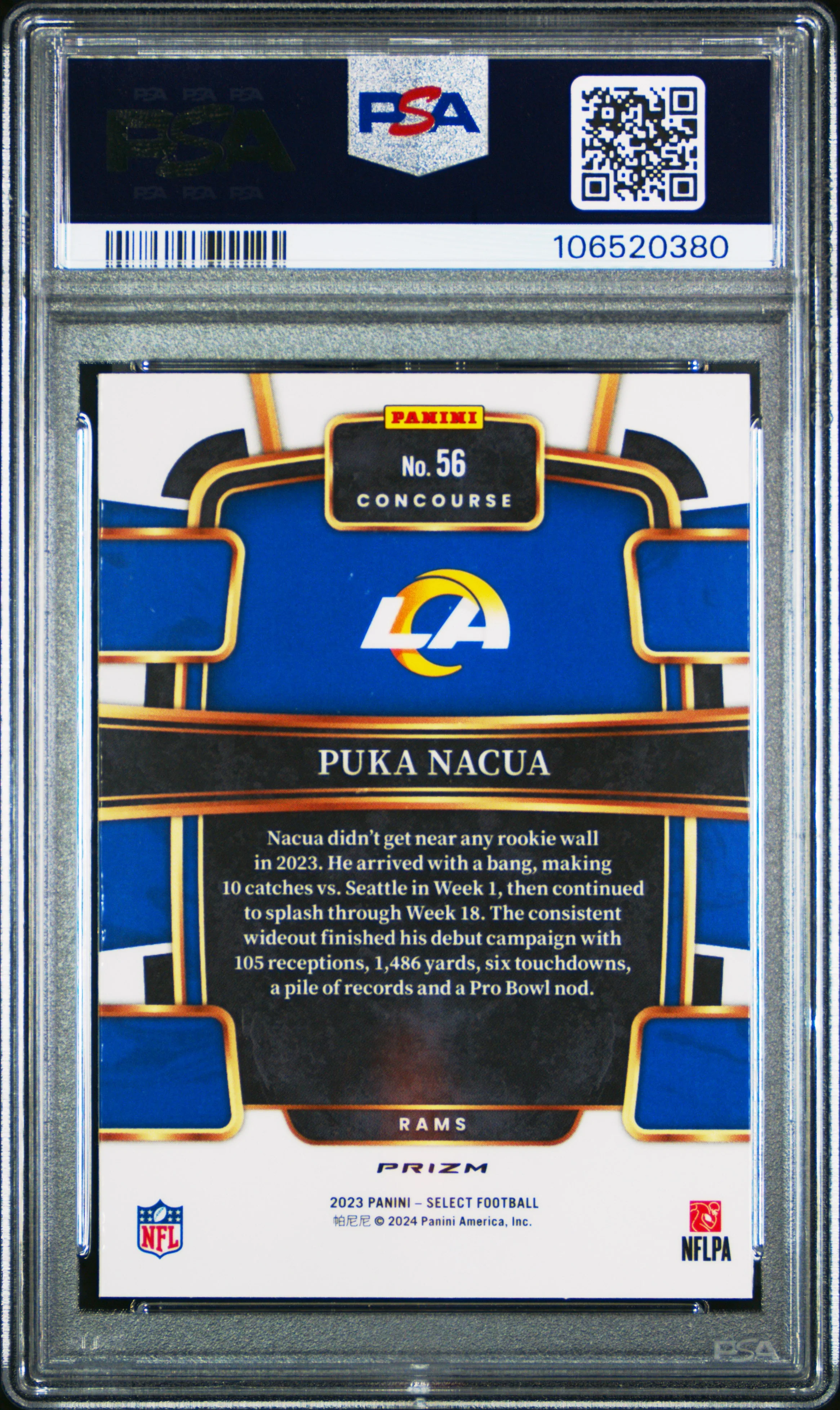 PUKA NACUA | 2023 PANINI SELECT 56 | COSMIC | PSA GEM MT 10 - Image 2