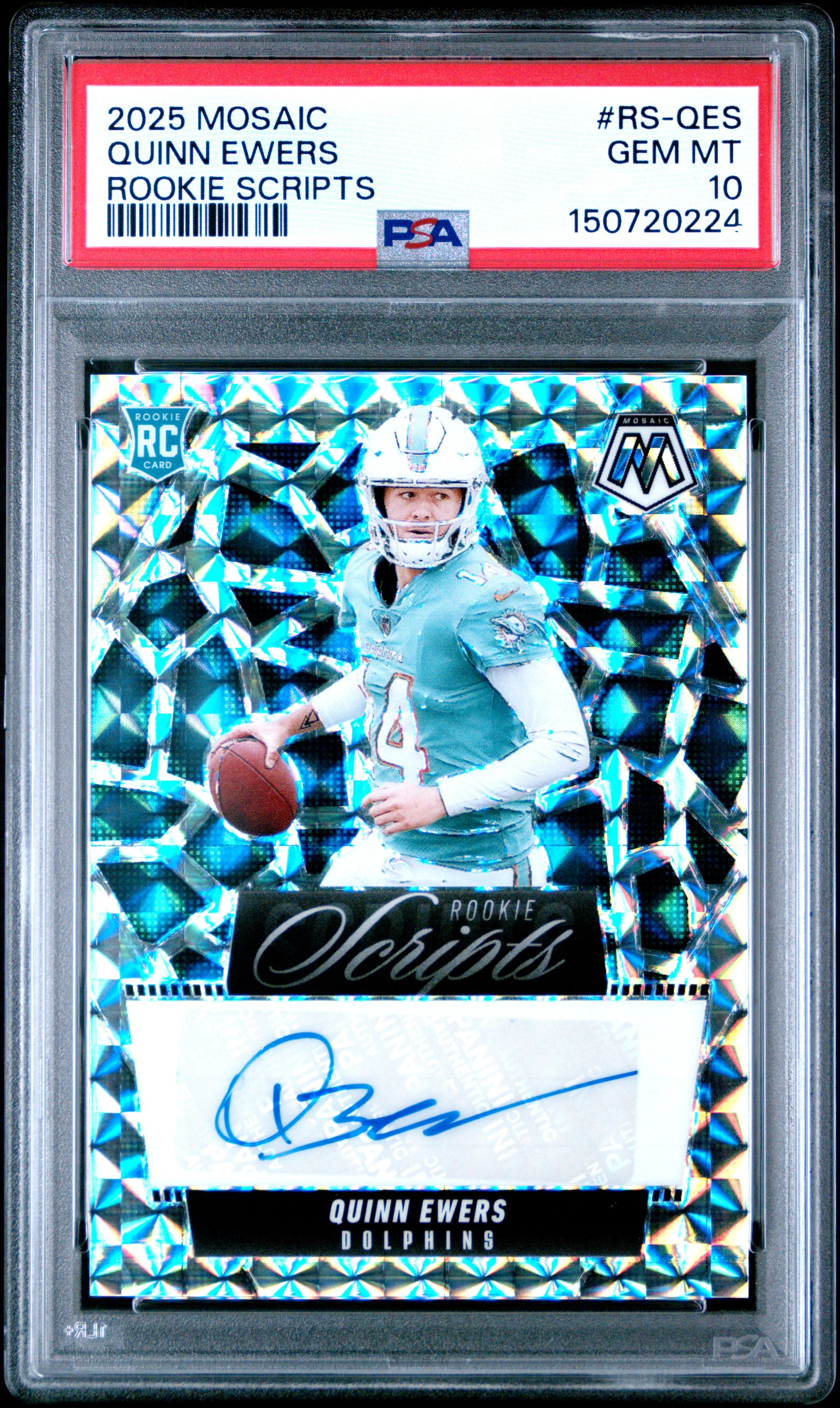 QUINN EWERS | 2025 PANINI MOSAIC ROOKIE SCRIPTS RS-QES | PSA GEM MT 10