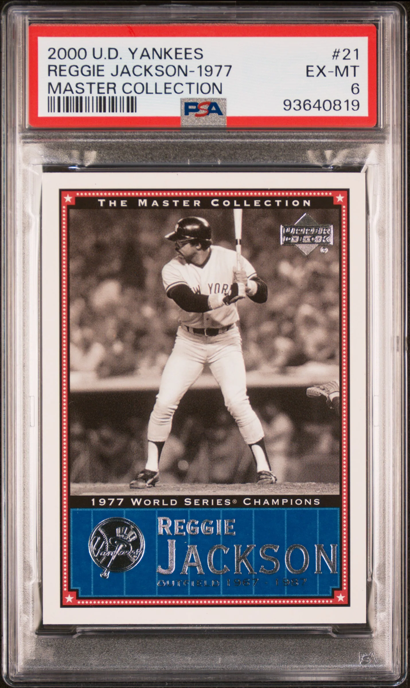 REGGIE JACKSON-1977 | 2000 UPPER DECK YANKEES MASTER COLLECTION 21 | MASTER COLLECTION | PSA EX-MT 6
