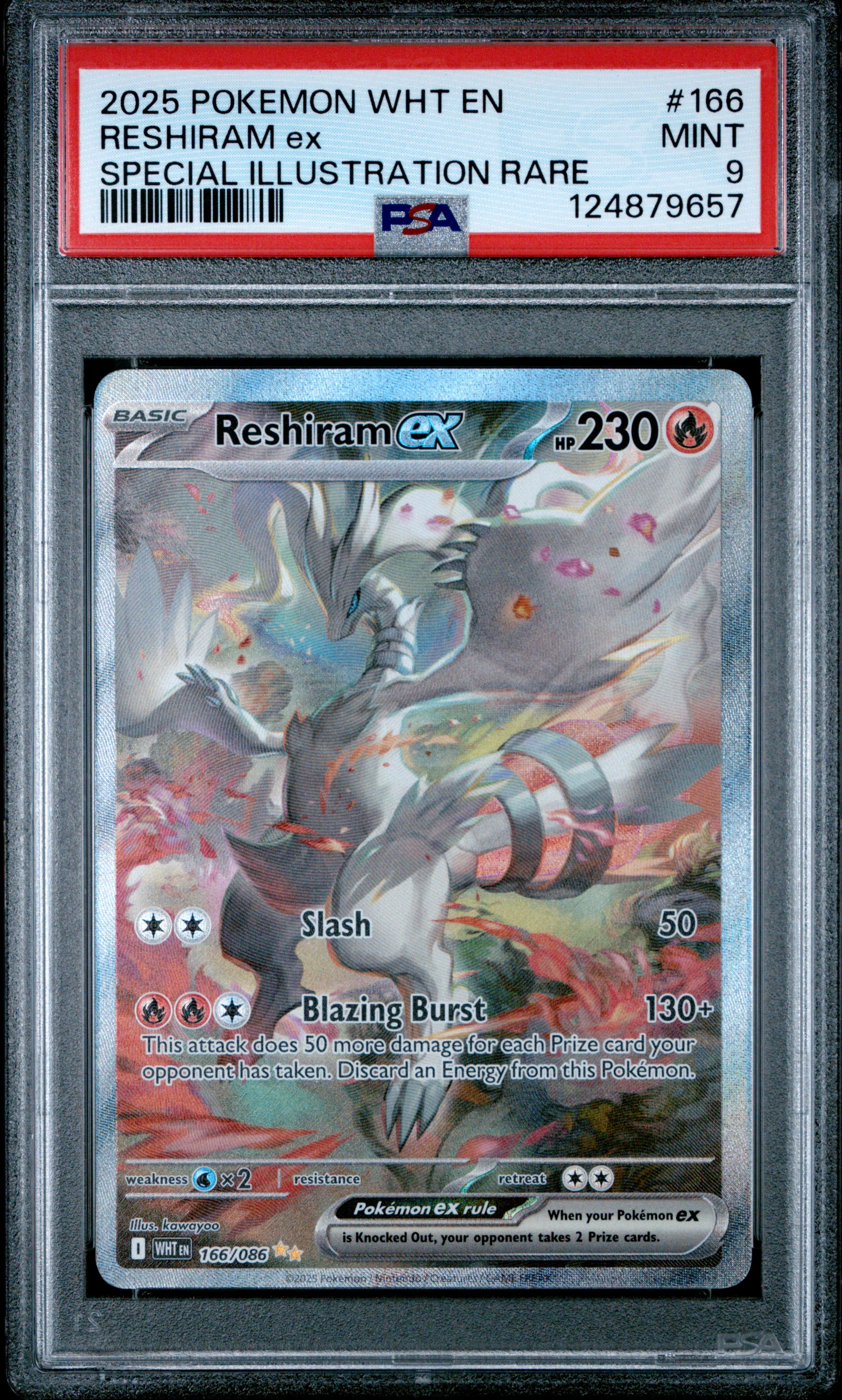 RESHIRAM ex | 2025 POKEMON WHT EN-WHITE FLARE 166 | SPECIAL ILLUSTRATION RARE | PSA MINT 9