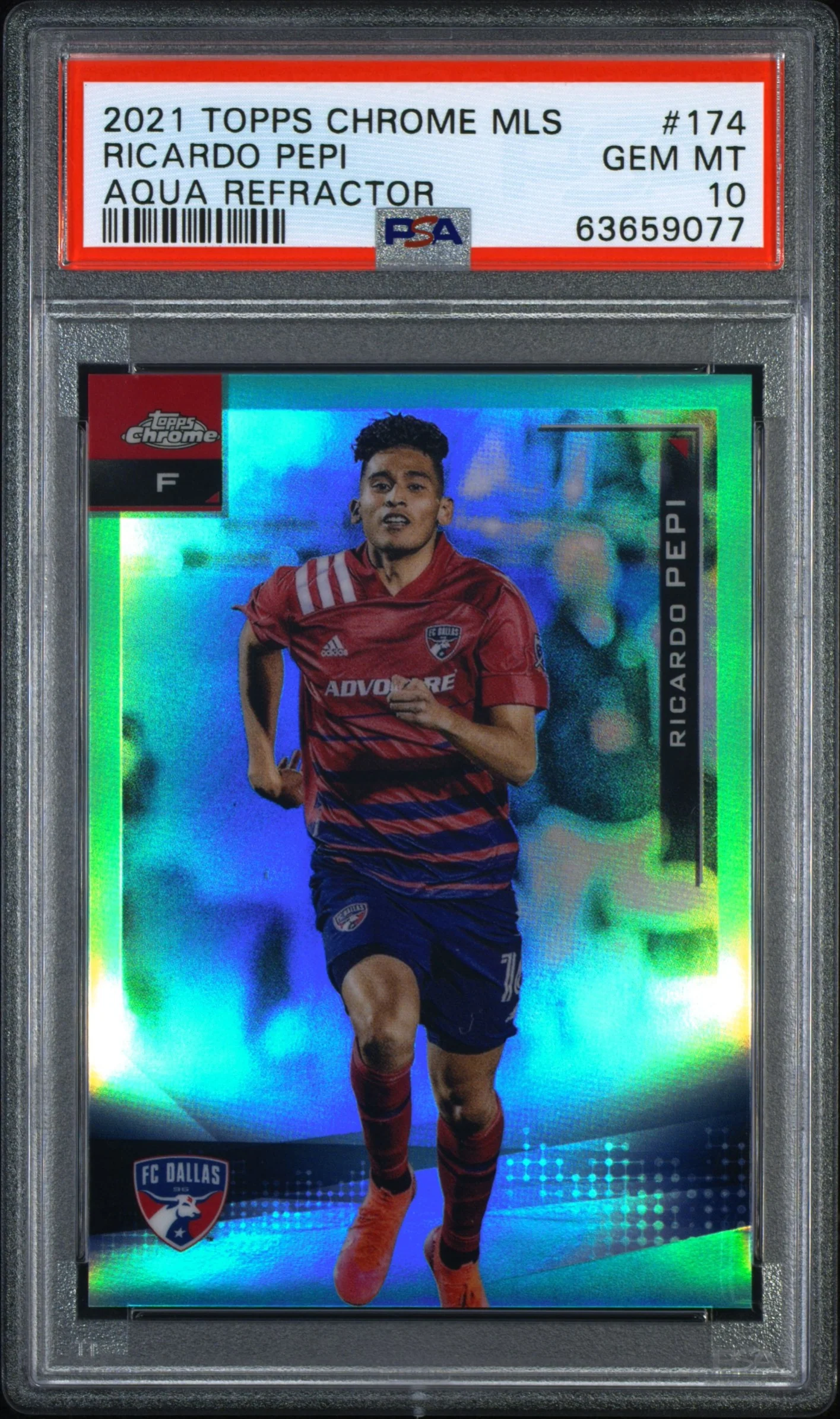 RICARDO PEPI | 2021 TOPPS CHROME MLS 174 | AQUA REFRACTOR | PSA GEM MT 10