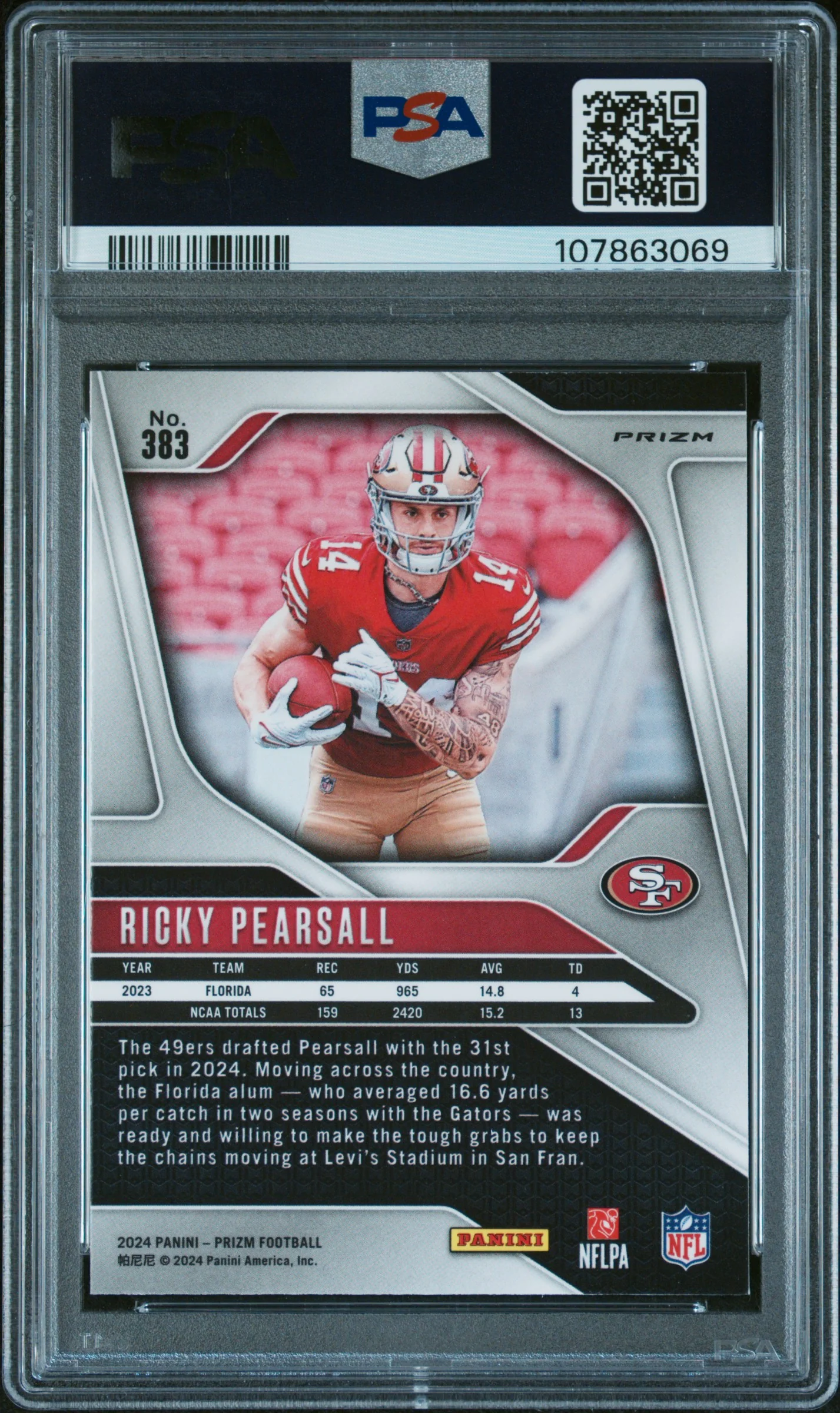 RICKY PEARSALL | 2024 PANINI PRIZM 383 | SILVER PRIZM | PSA MINT 9 - Image 2