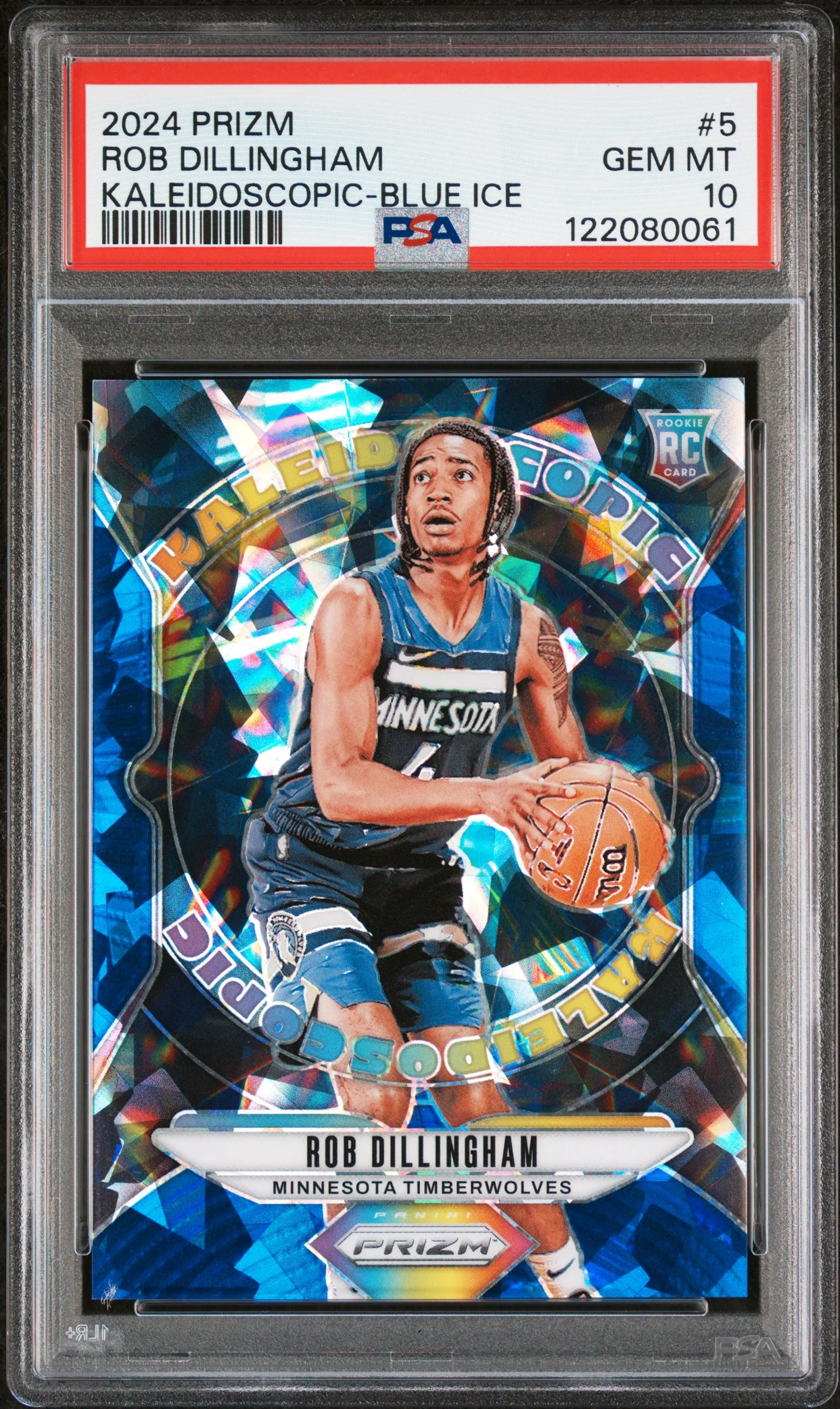 ROB DILLINGHAM | 2024 PANINI PRIZM KALEIDOSCOPIC 5 | KALEIDOSCOPIC-BLUE ICE | PSA GEM MT 10