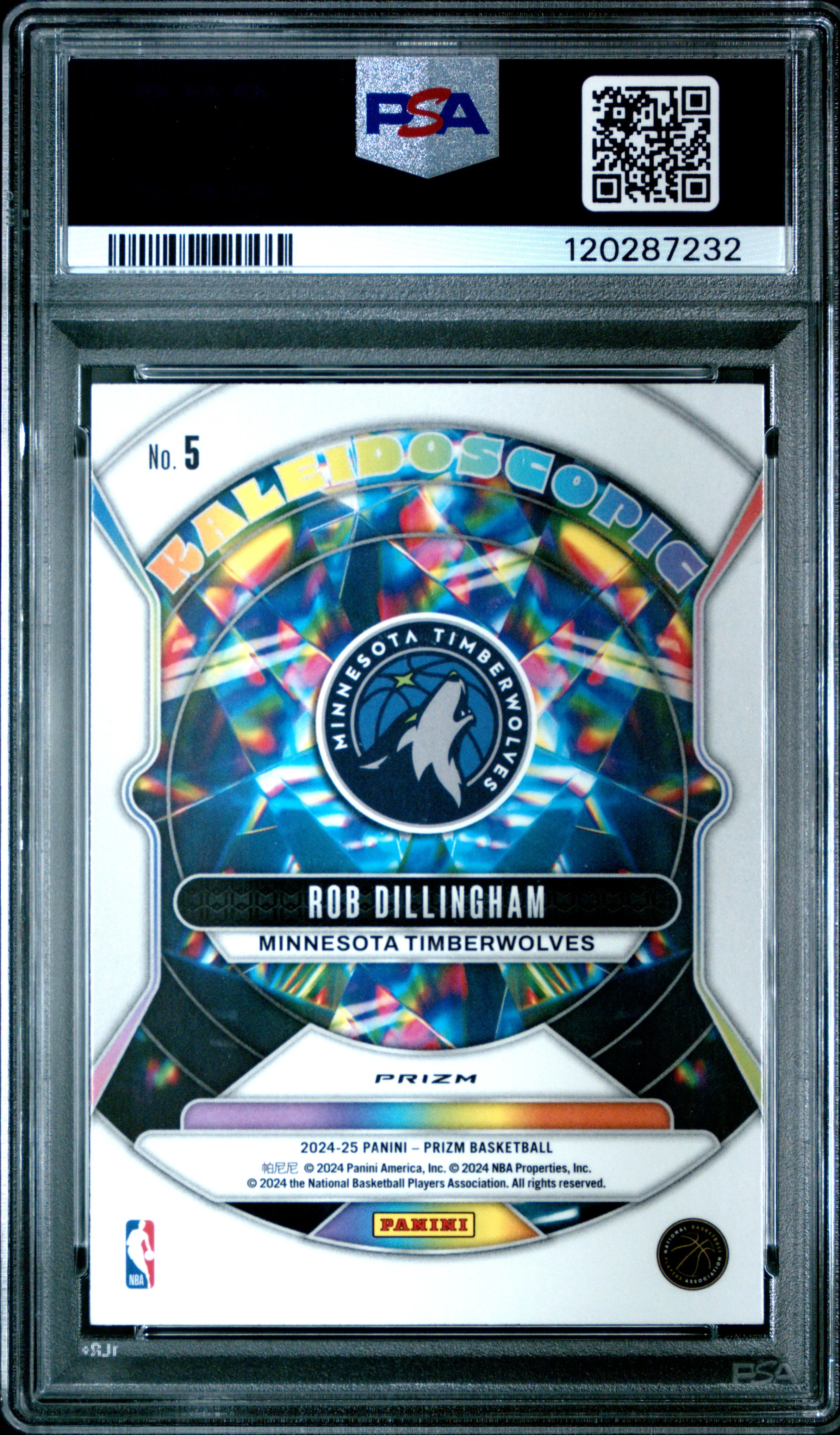 ROB DILLINGHAM | 2024 PANINI PRIZM KALEIDOSCOPIC 5 | KALEIDOSCOPIC-SILVER PRIZM | PSA GEM MT 10 - Image 2