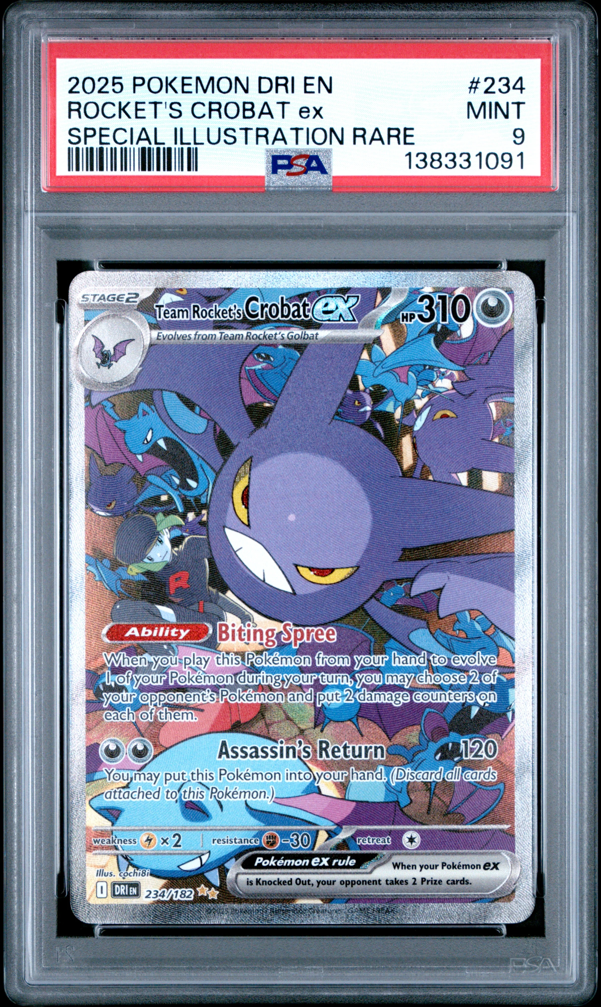 ROCKET'S CROBAT ex | 2025 POKEMON DRI EN-DESTINED RIVALS 234 | SPECIAL ILLUSTRATION RARE | PSA MINT 9