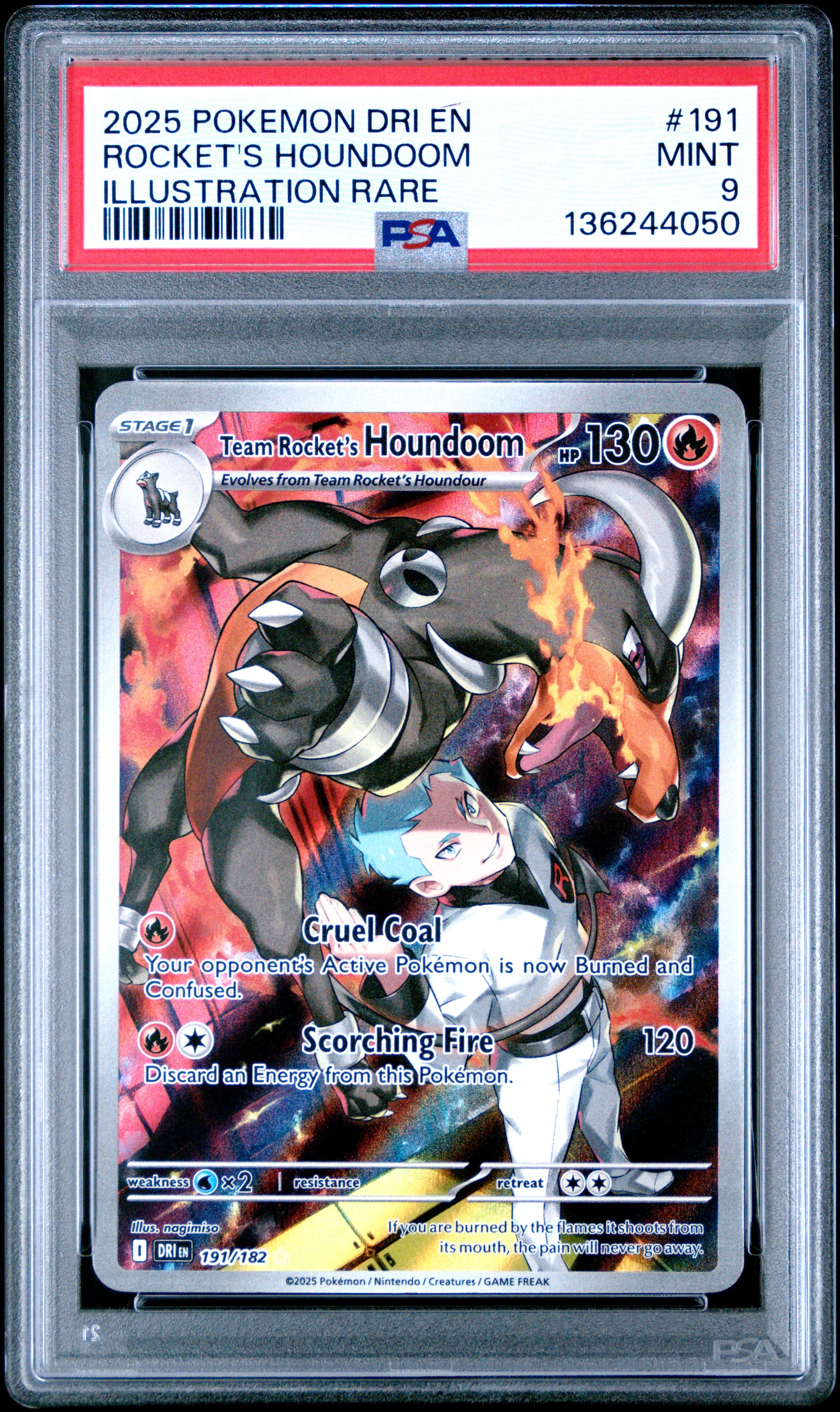 ROCKET'S HOUNDOOM | 2025 POKEMON DRI EN-DESTINED RIVALS 191 | ILLUSTRATION RARE | PSA MINT 9