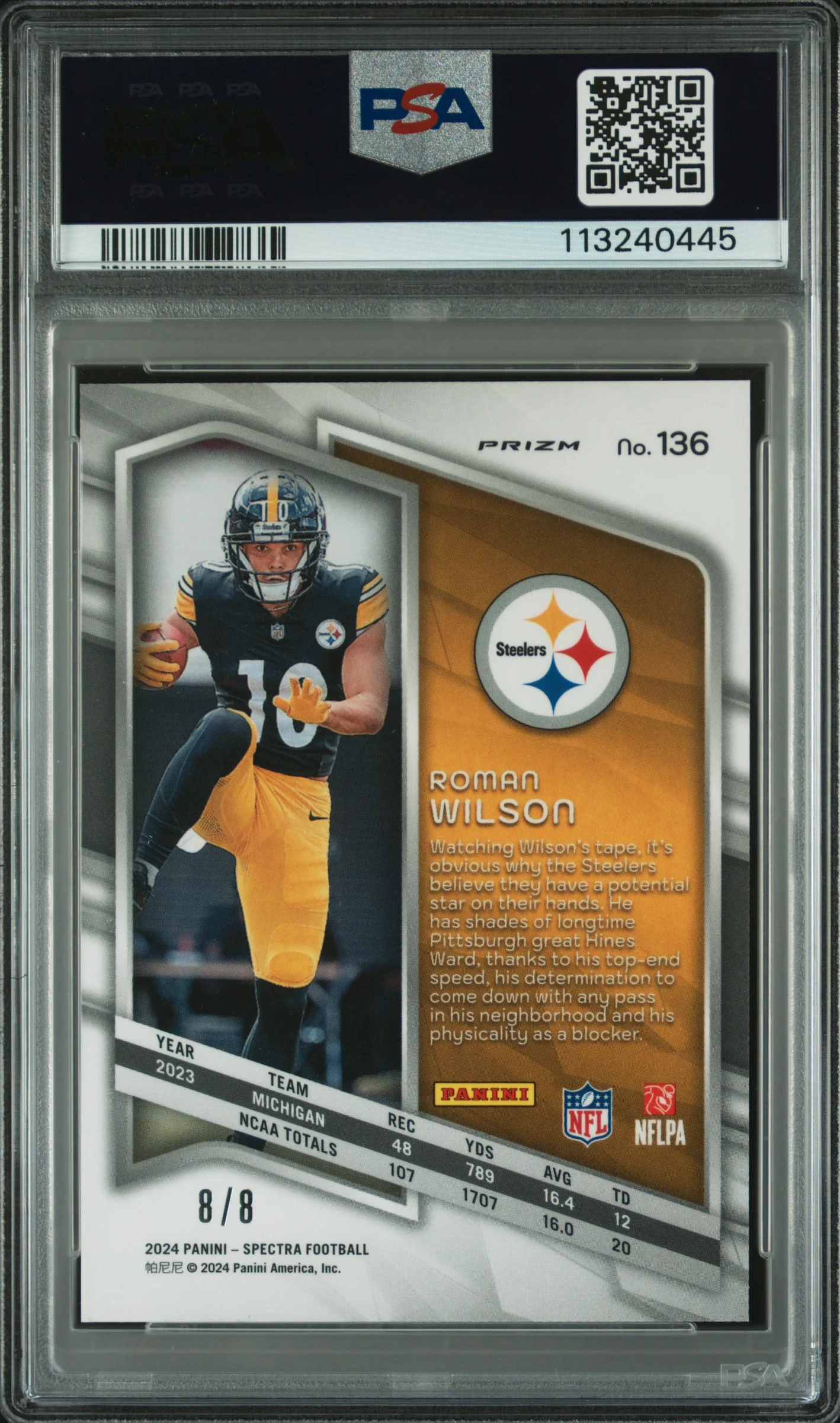 ROMAN WILSON | 2024 PANINI SPECTRA 136 | LUCKY ENVELOPES | PSA GEM MT 10 - Image 2