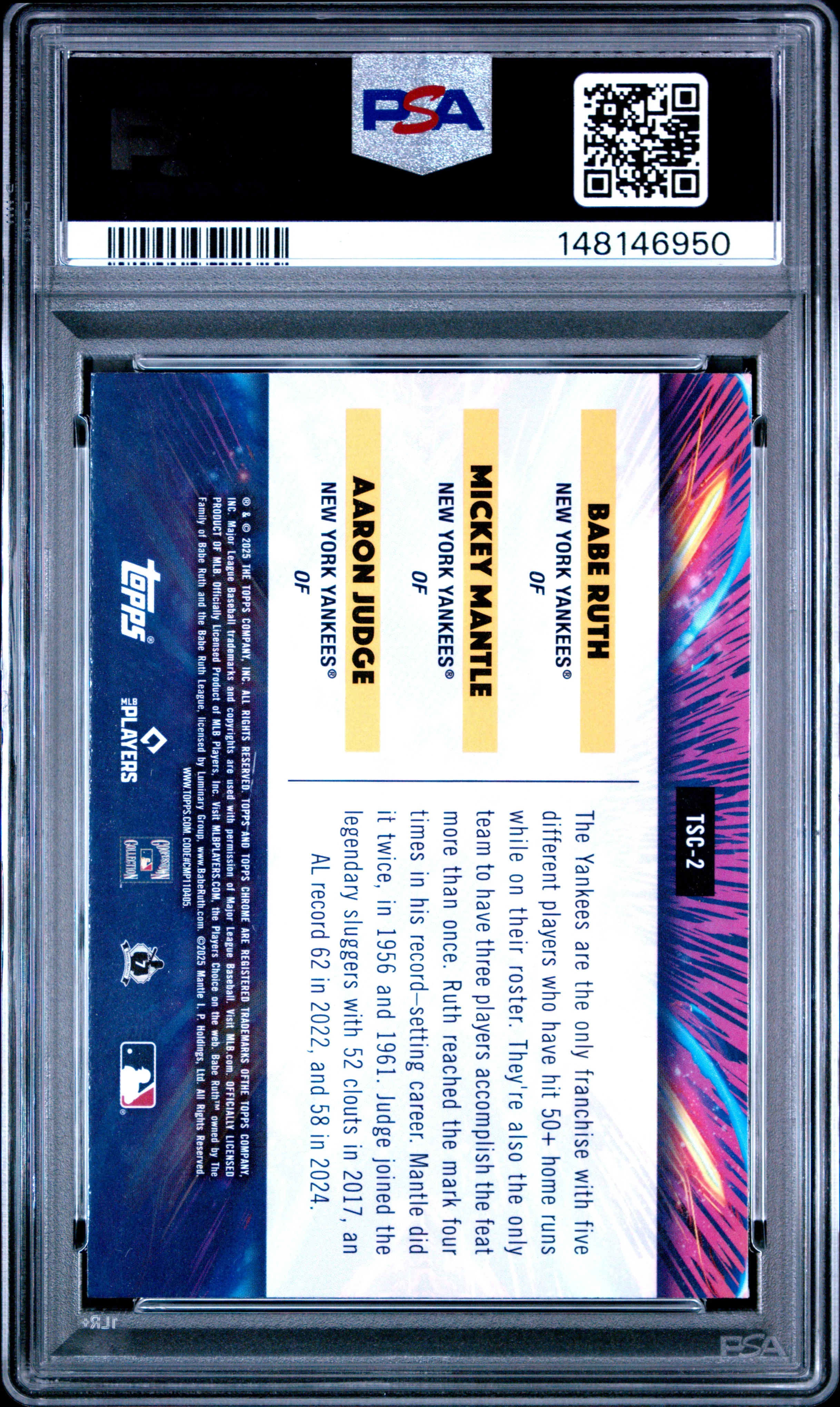RUTH/MANTLE/JUDGE | 2025 TOPPS COSMIC CHROME TRIPLE STAR CLUSTERS 2 | PSA MINT 9 - Image 2