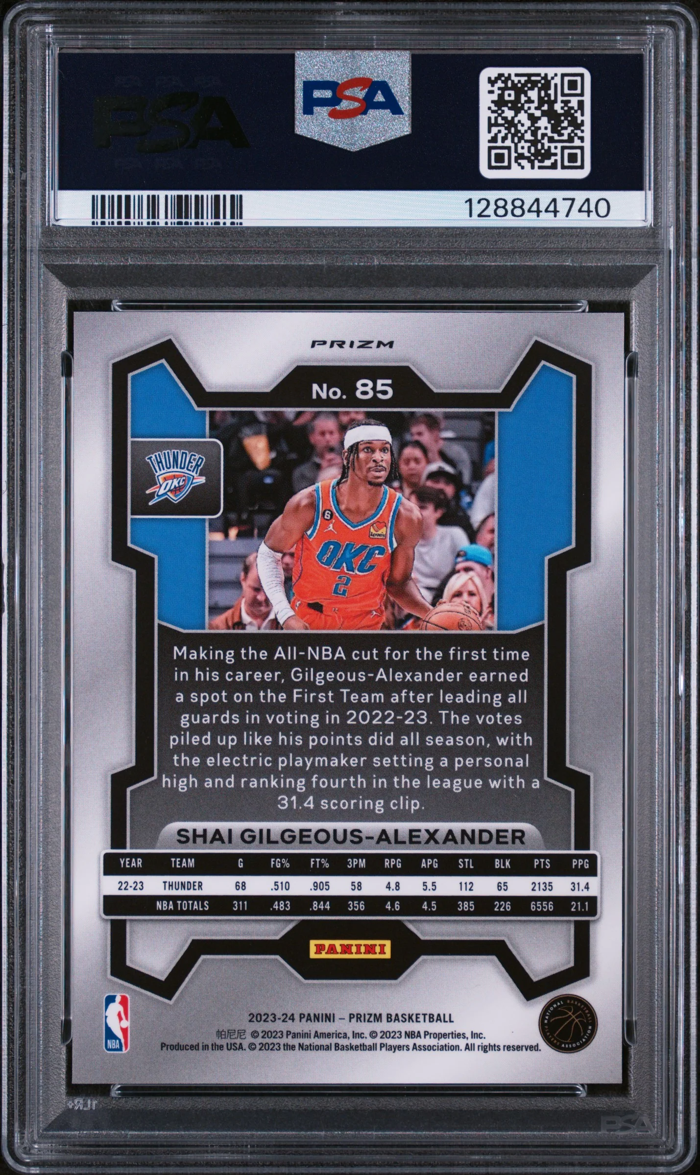 S. GILGEOUS-ALEXANDER | 2023 PANINI PRIZM 85 | KING SNAKE | PSA GEM MT 10 - Image 2