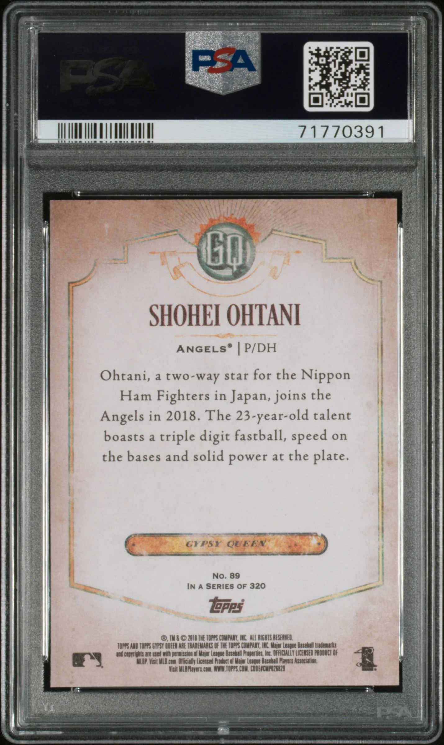 SHOHEI OHTANI | 2018 TOPPS GYPSY QUEEN 89 | PSA GEM MT 10 - Image 2