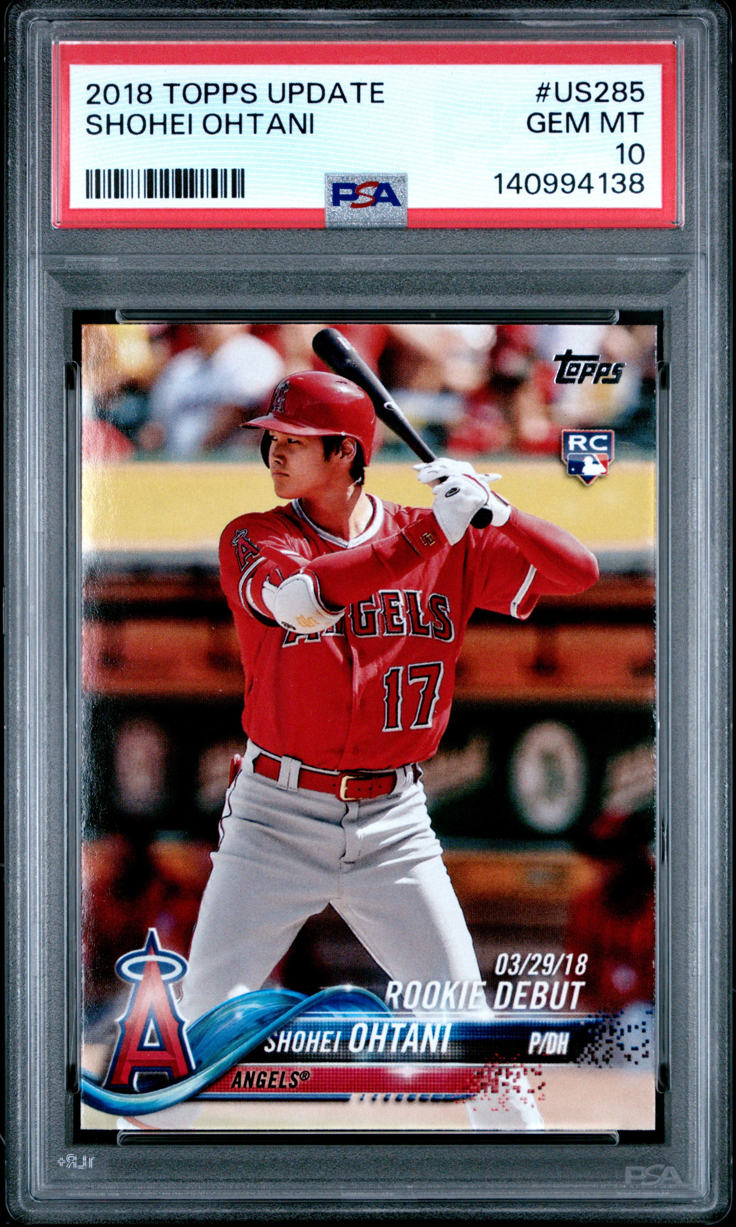 SHOHEI OHTANI | 2018 TOPPS UPDATE US285 | PSA GEM MT 10