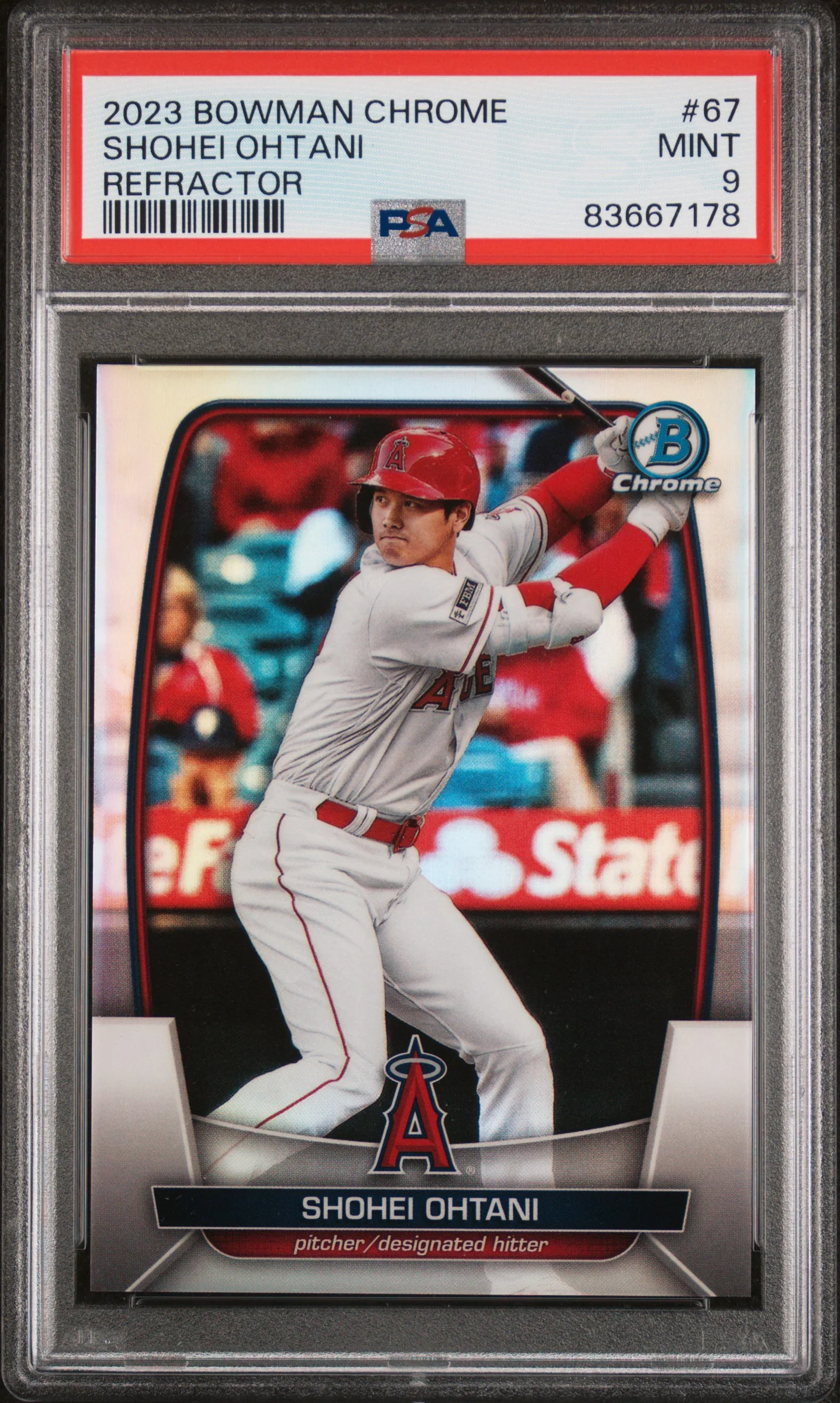 SHOHEI OHTANI | 2023 BOWMAN CHROME 67 | REFRACTOR | PSA MINT 9