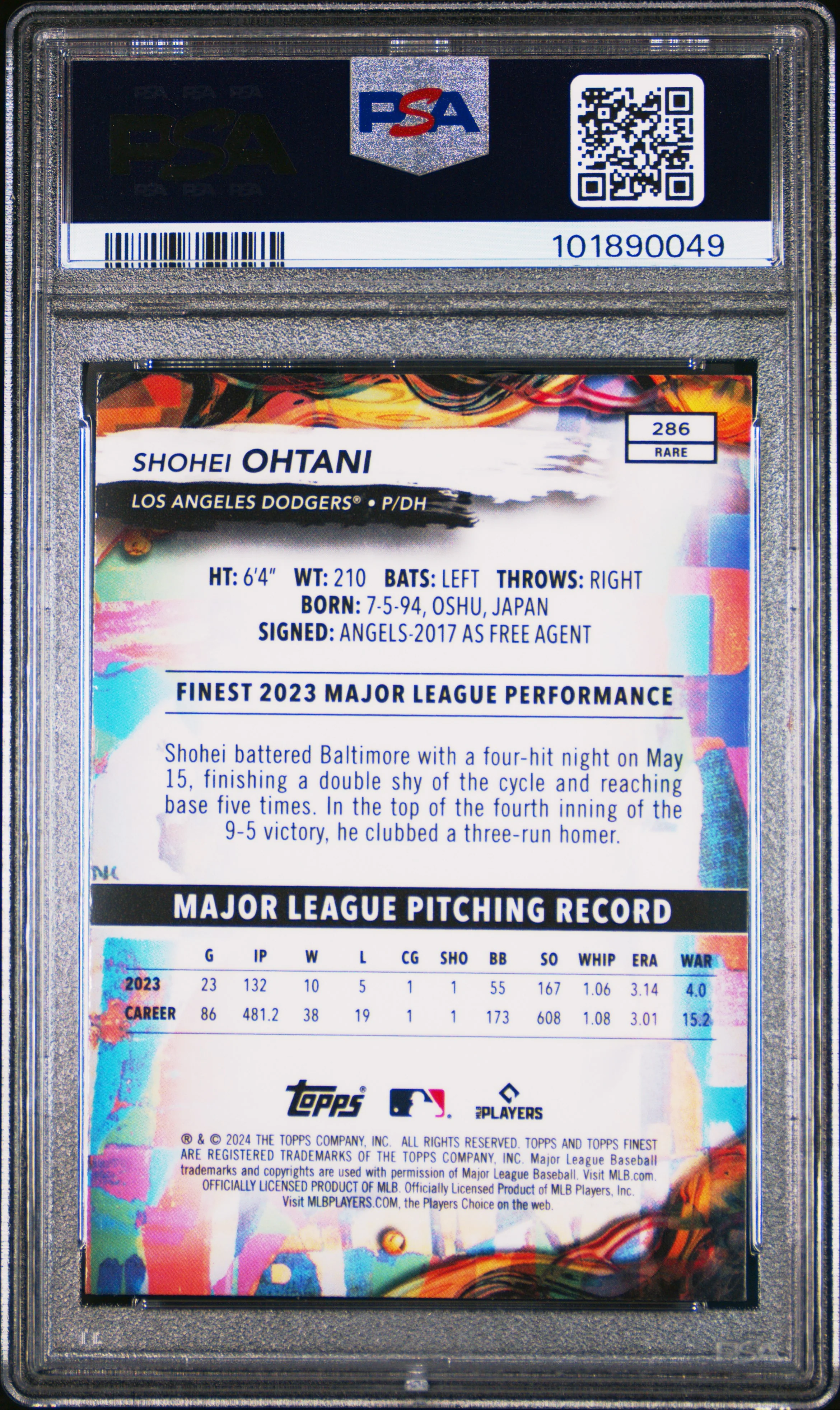 SHOHEI OHTANI | 2024 TOPPS FINEST 286 | PSA MINT 9 - Image 2
