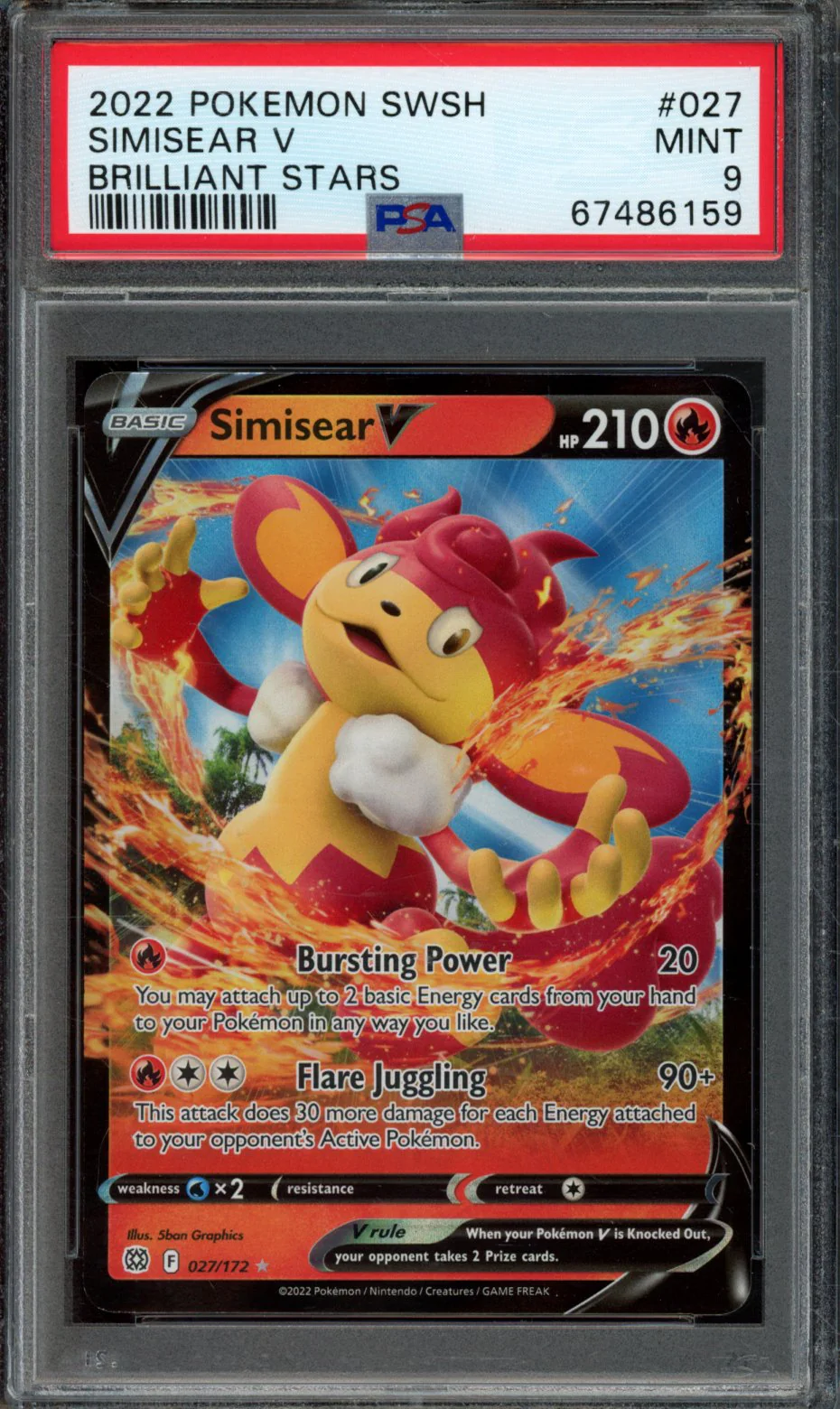 SIMISEAR V | 2022 POKEMON SWORD & SHIELD BRILLIANT STARS | PSA MINT 9