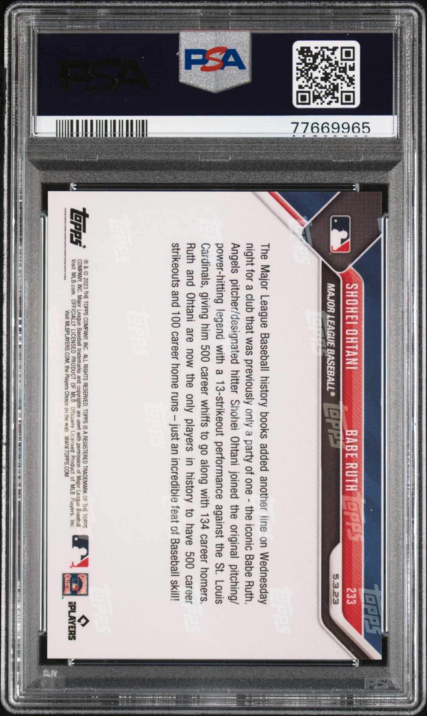 S.OHTANI/B.RUTH | 2023 TOPPS NOW 233 | PSA GEM MT 10 - Image 2