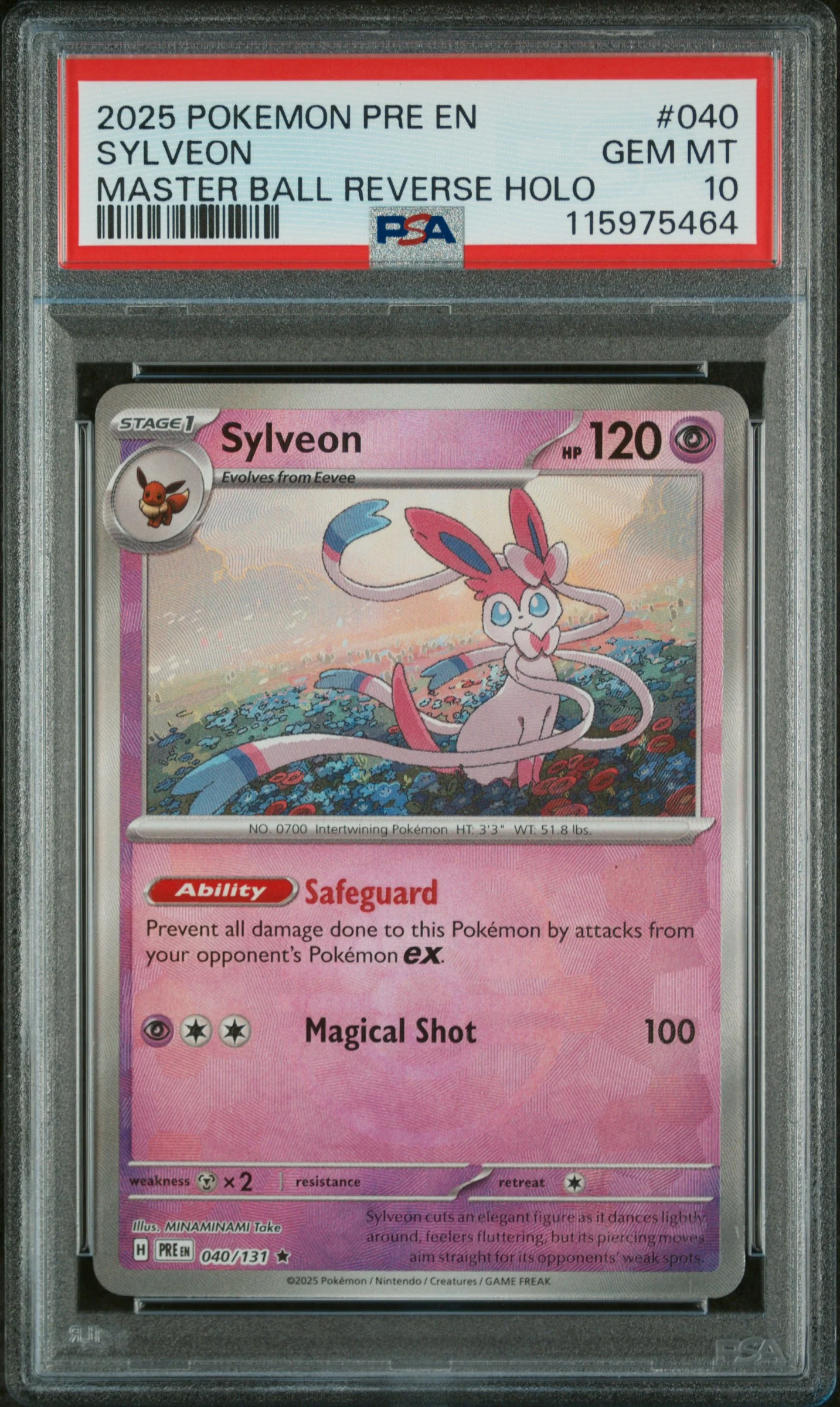 SYLVEON | 2025 POKEMON PRE EN-PRISMATIC EVOLUTIONS 040 | MASTER BALL REVERSE HOLO | PSA GEM MT 10