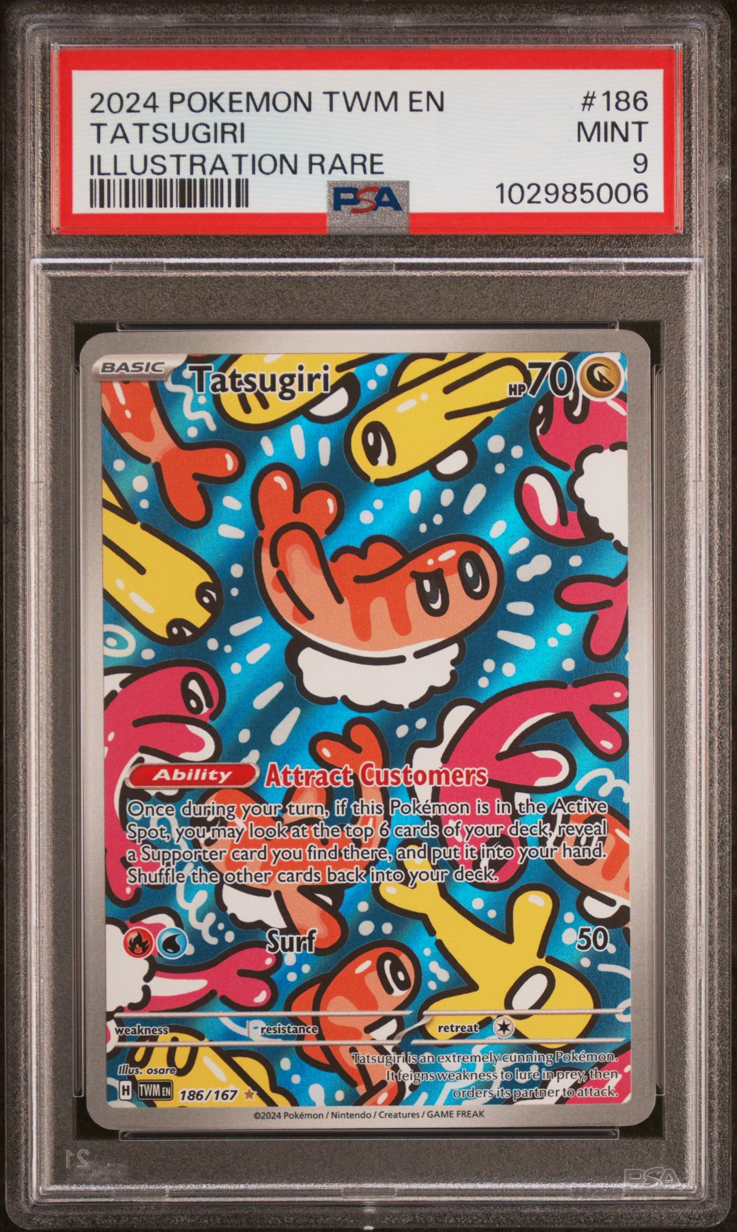 TATSUGIRI | 2024 POKEMON TWM EN-TWILIGHT MASQUERADE 186 | ILLUSTRATION RARE | PSA MINT 9