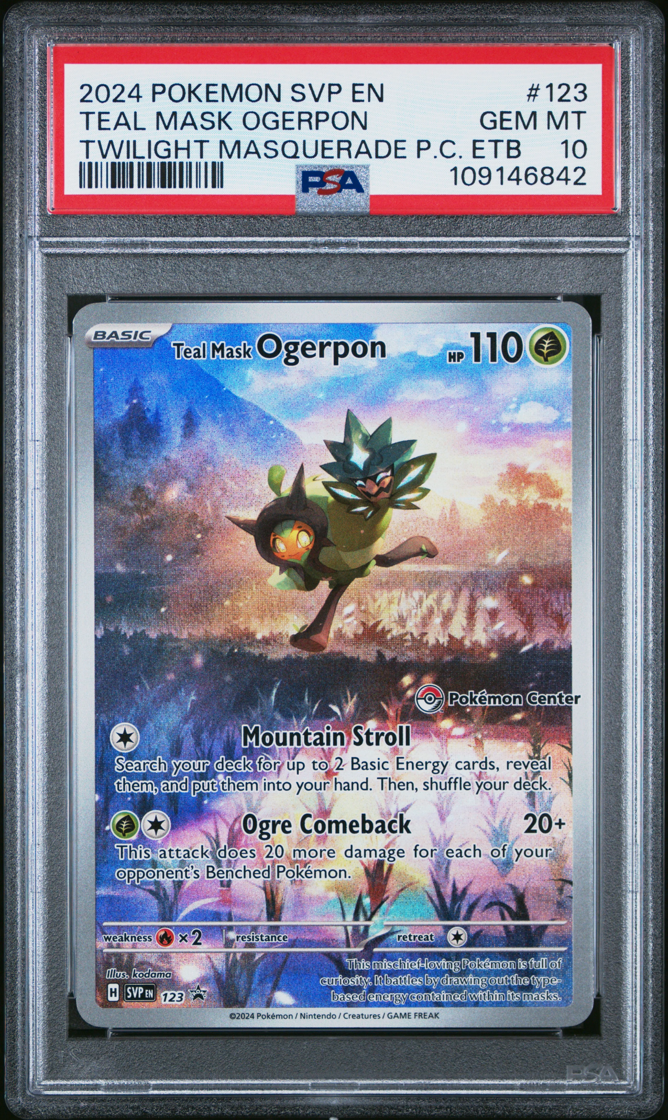 TEAL MASK OGERPON | 2024 POKEMON SVP EN-SV BLACK STAR PROMO 123 | TWILIGHT MASQUERADE PC ETB | PSA GEM MT 10