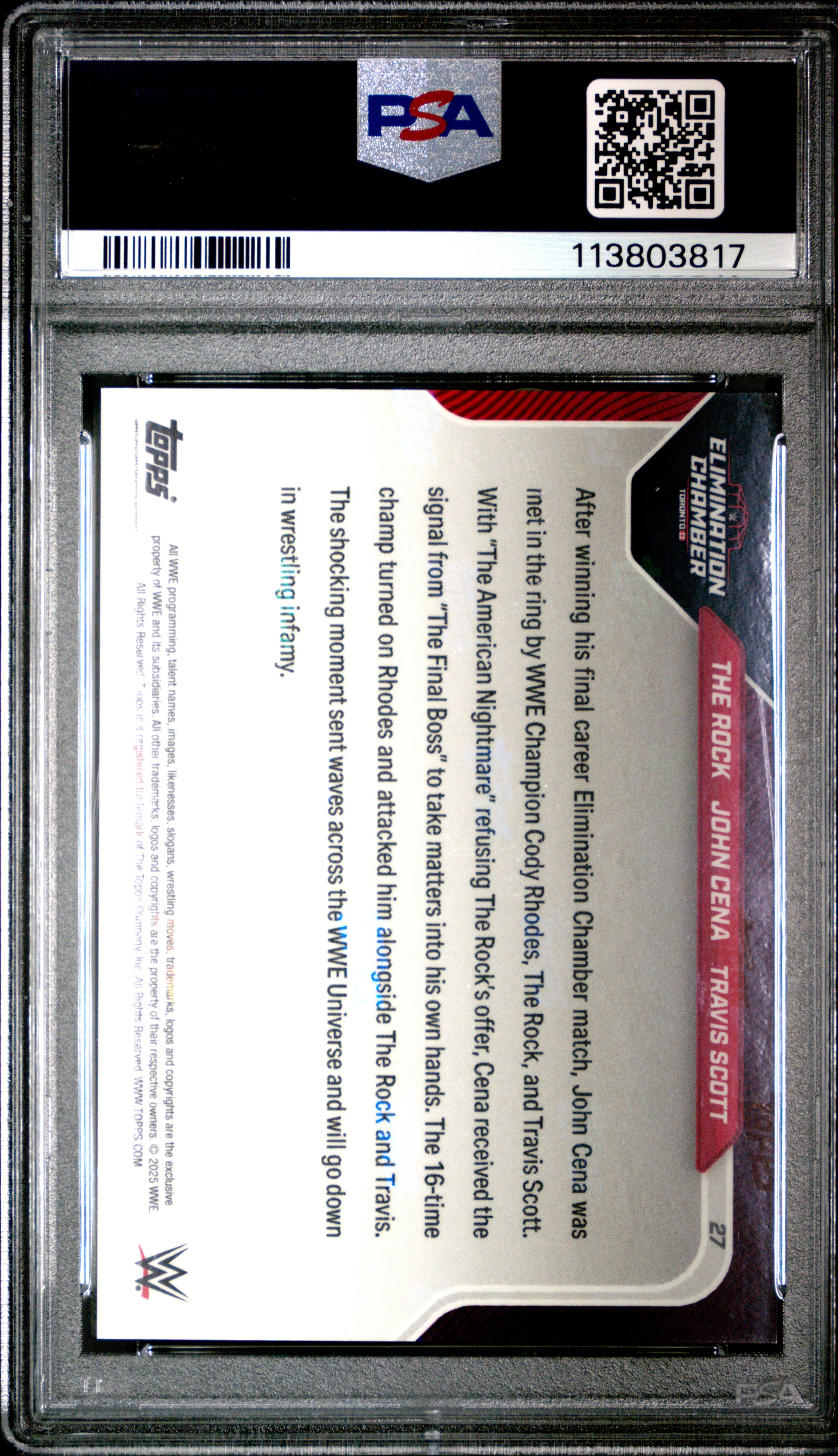 THE ROCK/CENA/SCOTT | 2025 TOPPS NOW WWE 27 | PSA GEM MT 10 - Image 2