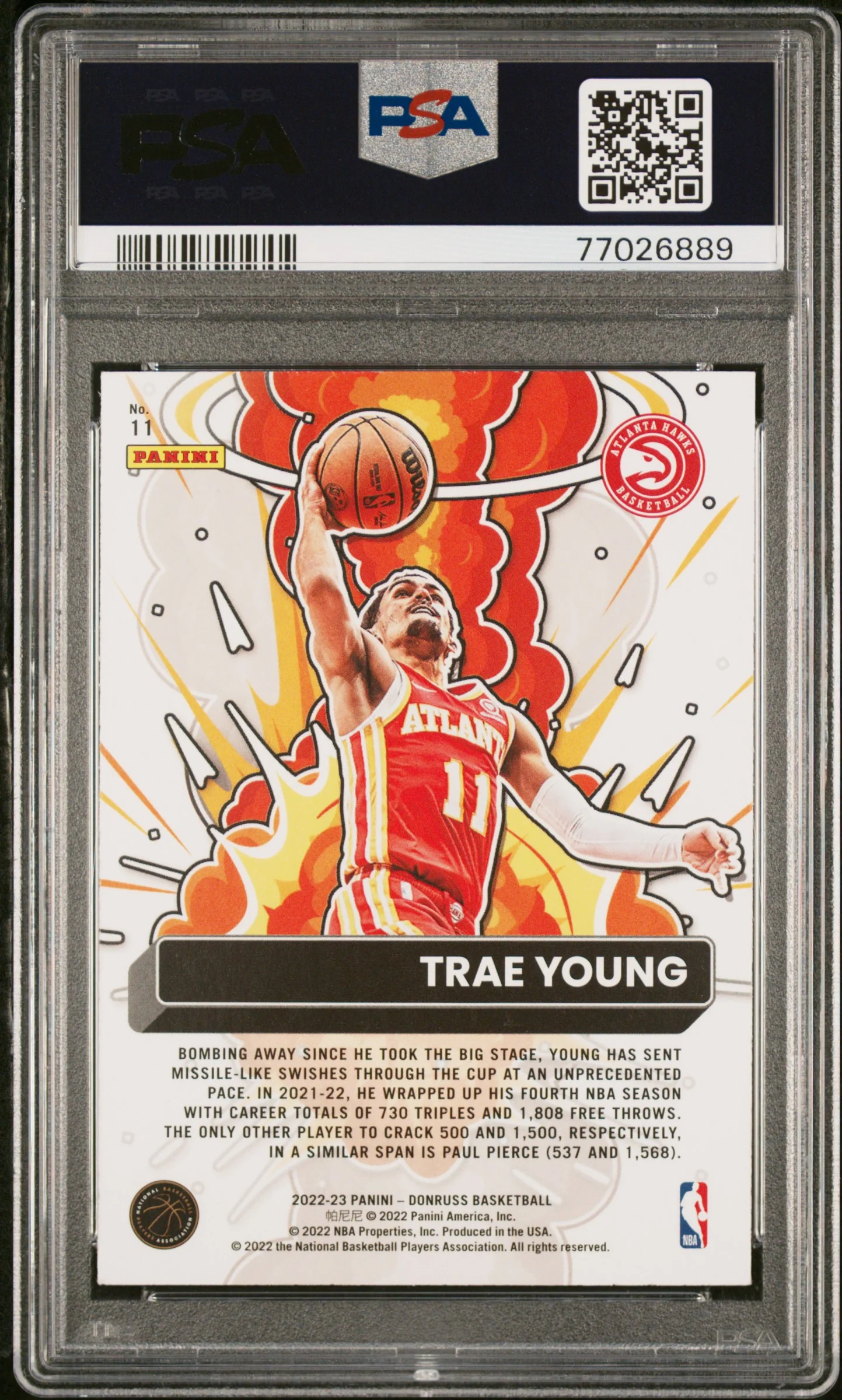 TRAE YOUNG | 2022 PANINI DONRUSS BOMB SQUAD 11 | BOMB SQUAD | PSA MINT 9 - Image 2