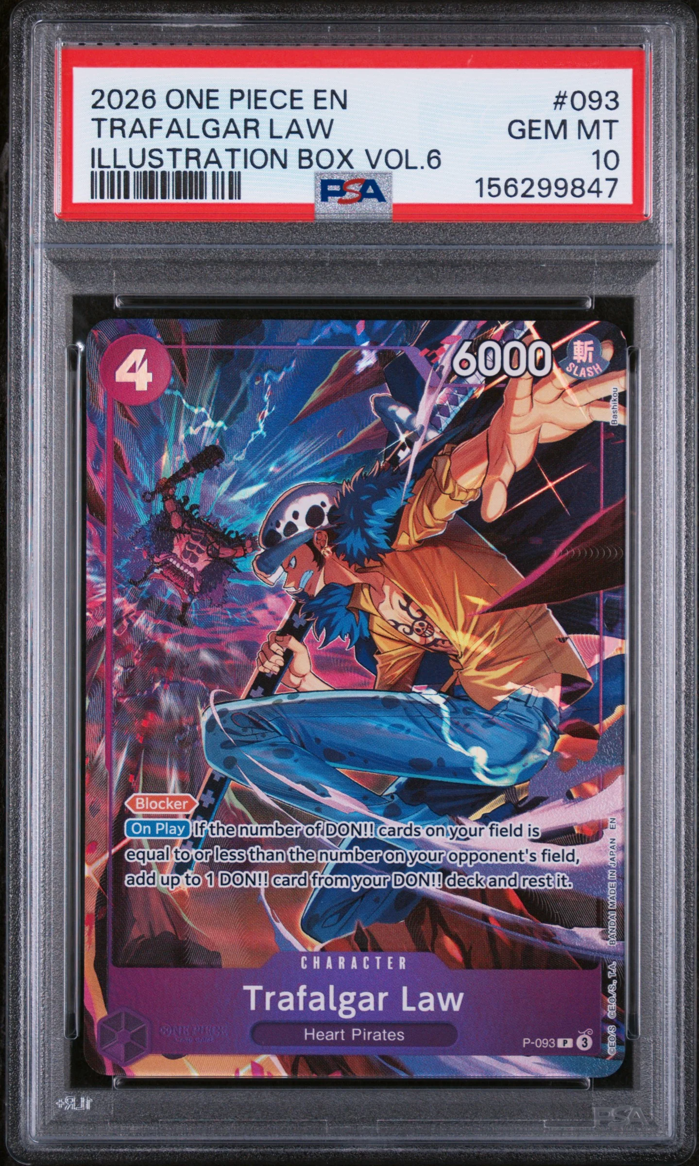 TRAFALGAR LAW | 2026 ONE PIECE PROMOS 093 | ILLUSTRATION BOX VOL.6 | PSA GEM MT 10