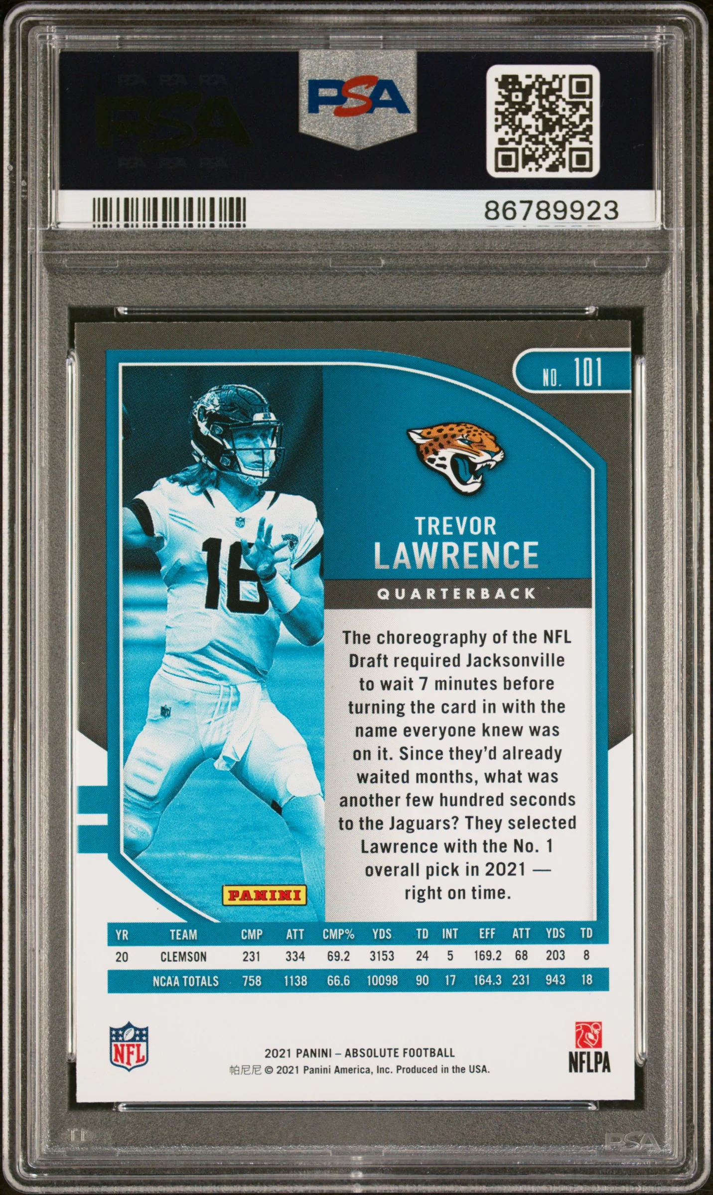 TREVOR LAWRENCE | 2021 PANINI ABSOLUTE 101 | PSA MINT 9 - Image 2