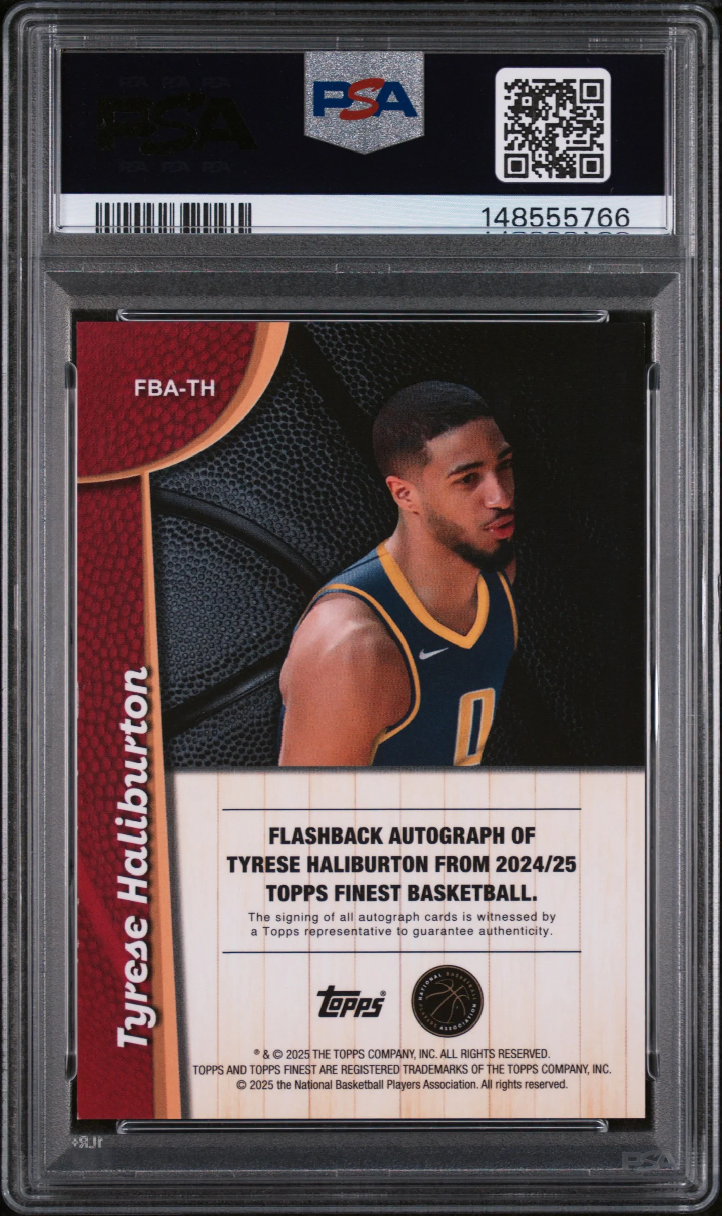 TYRESE HALIBURTON | 2024 TOPPS FINEST FLASHBACK AUTOGRAPHS FBATH | FLASHBACK AUTO-GOLD REF | PSA MINT 9 - Image 2