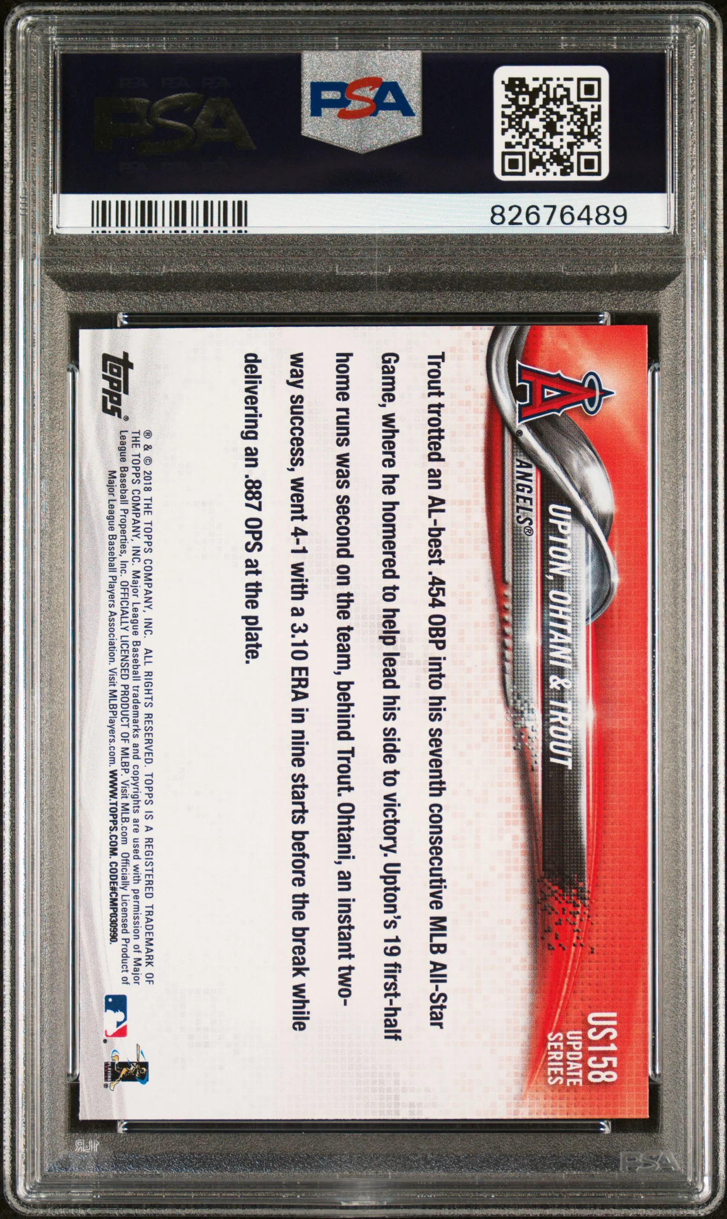 UPTON/OHTANI/TROUT | 2018 TOPPS UPDATE US158 | PSA GEM MT 10 - Image 2