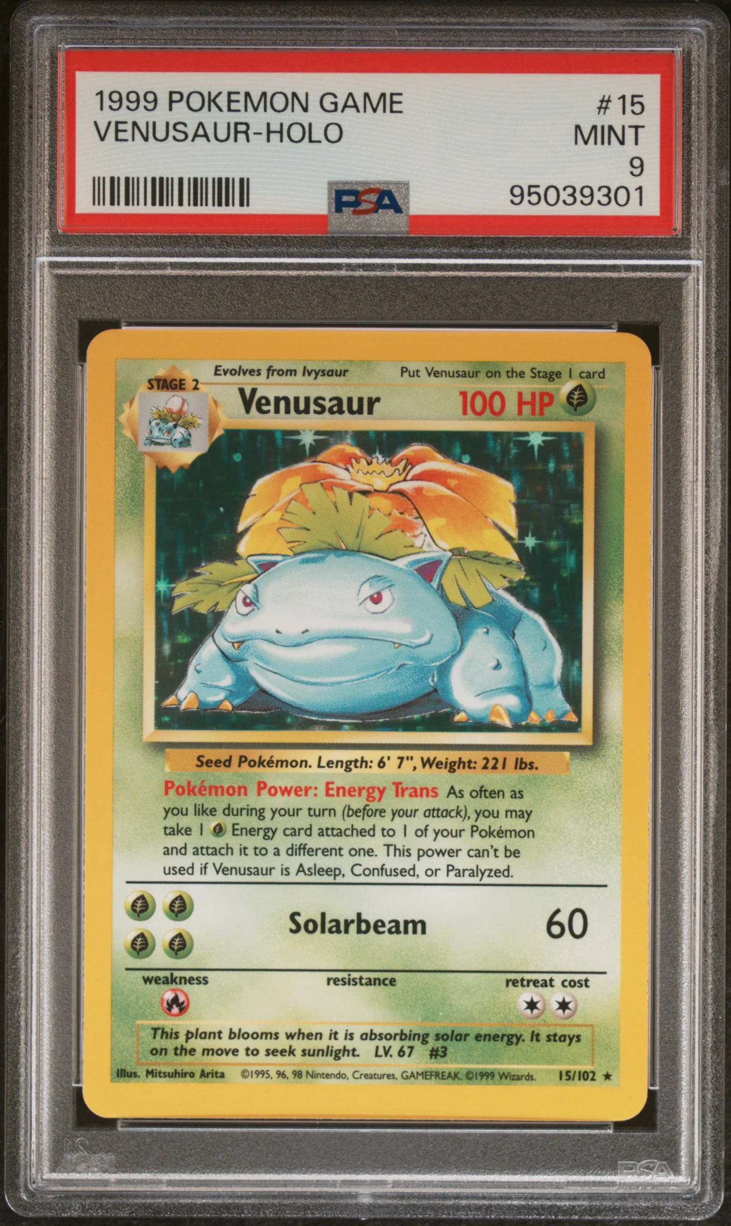 VENUSAUR-HOLO | 1999 POKEMON GAME 15 | PSA MINT 9