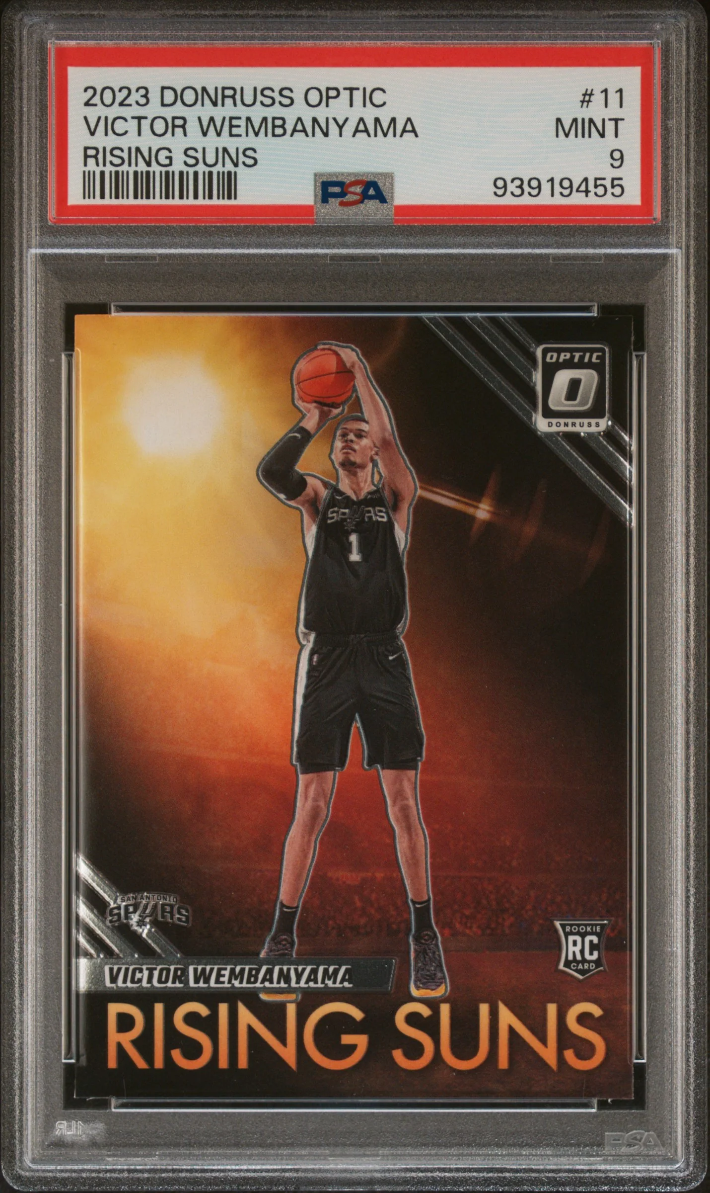 VICTOR WEMBANYAMA | 2023 PANINI DONRUSS OPTIC RISING SUNS 11 | PSA MINT 9