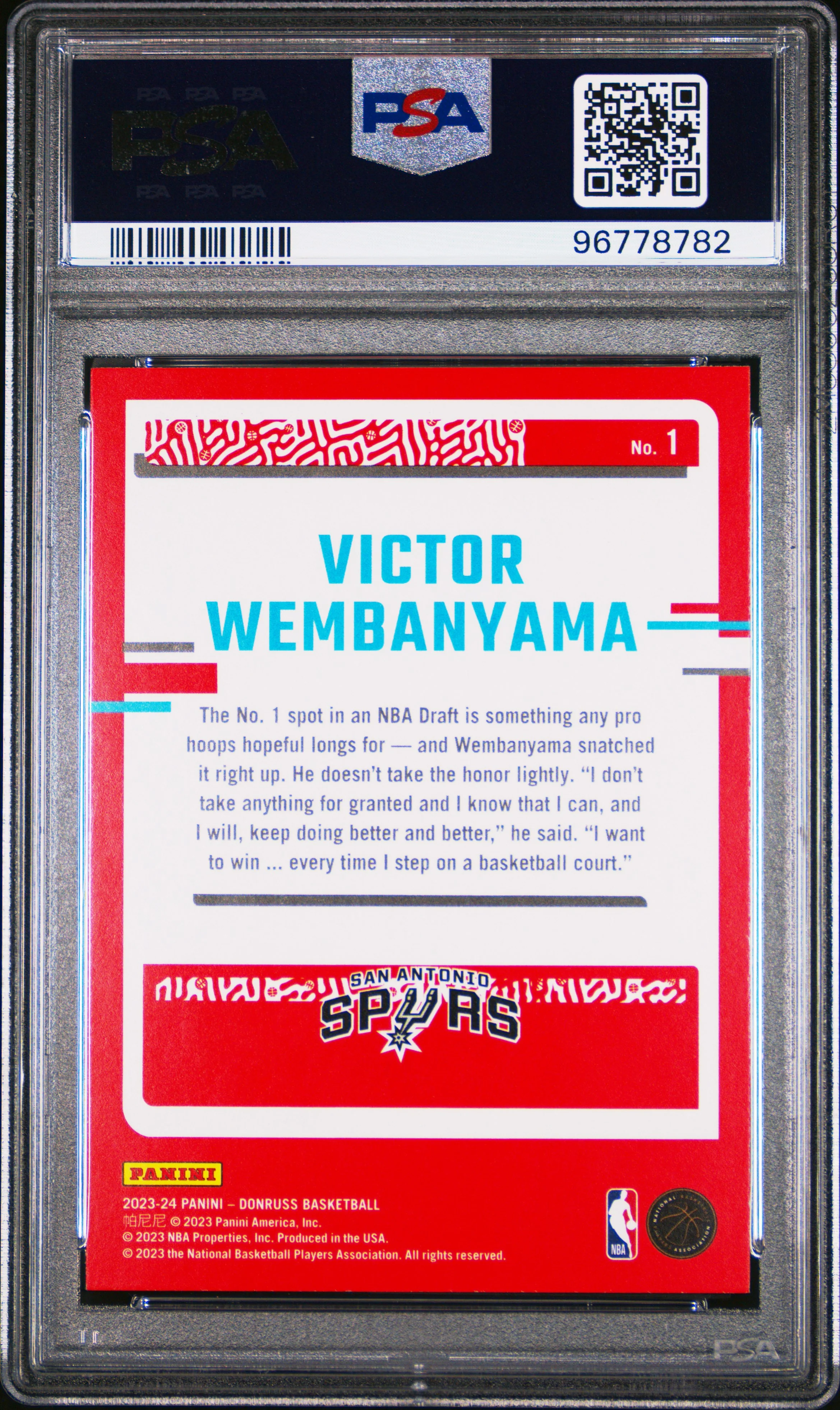 VICTOR WEMBANYAMA | 2023 PANINI DONRUSS THE ROOKIES 1 | PSA GEM MT 10 - Image 2