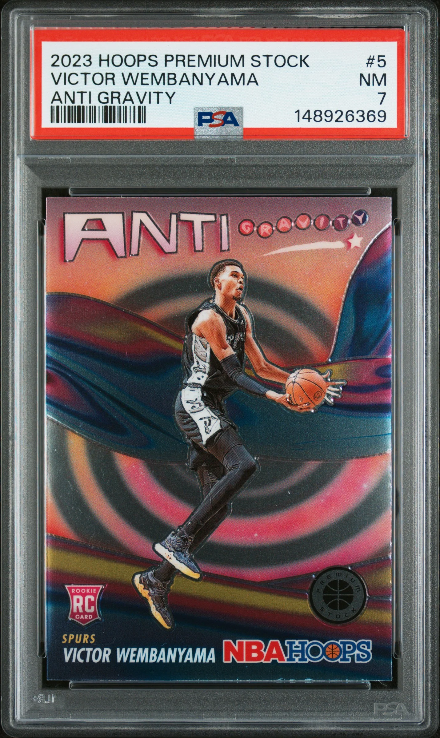 VICTOR WEMBANYAMA | 2023 PANINI HOOPS PREMIUM STOCK ANTI GRAVITY 5 | PSA NM 7