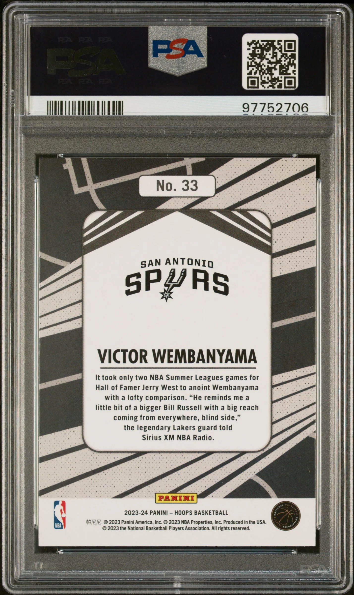 VICTOR WEMBANYAMA | 2023 PANINI NBA HOOPS WE GOT NEXT 33 | PSA MINT 9 - Image 2