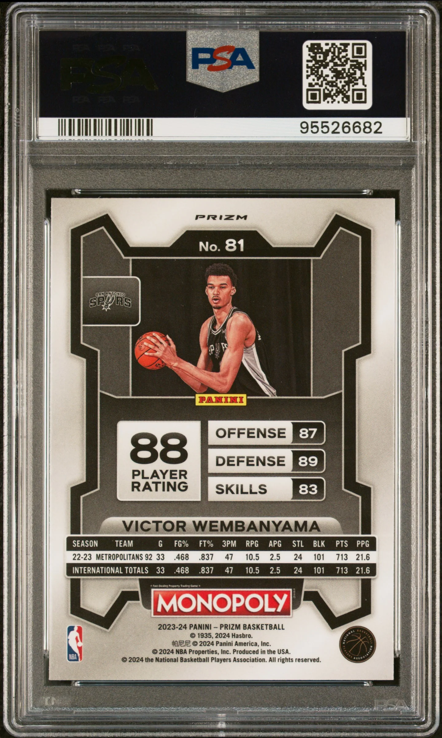 VICTOR WEMBANYAMA | 2023 PANINI PRIZM MONOPOLY 81 | FREE PARKING | PSA GEM MT 10 - Image 2
