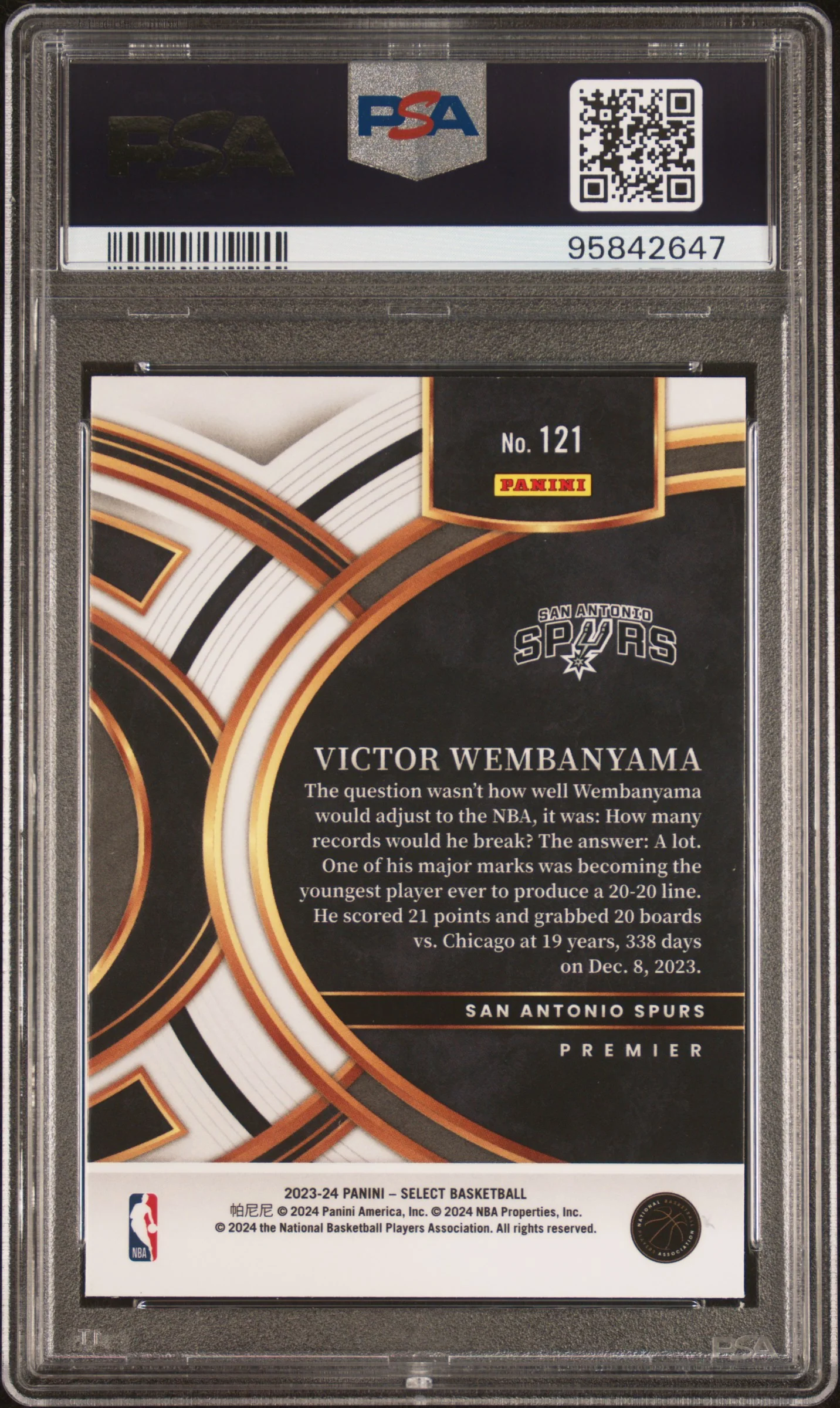 VICTOR WEMBANYAMA | 2023 PANINI SELECT 121 | BLUE | PSA GEM MT 10 - Image 2