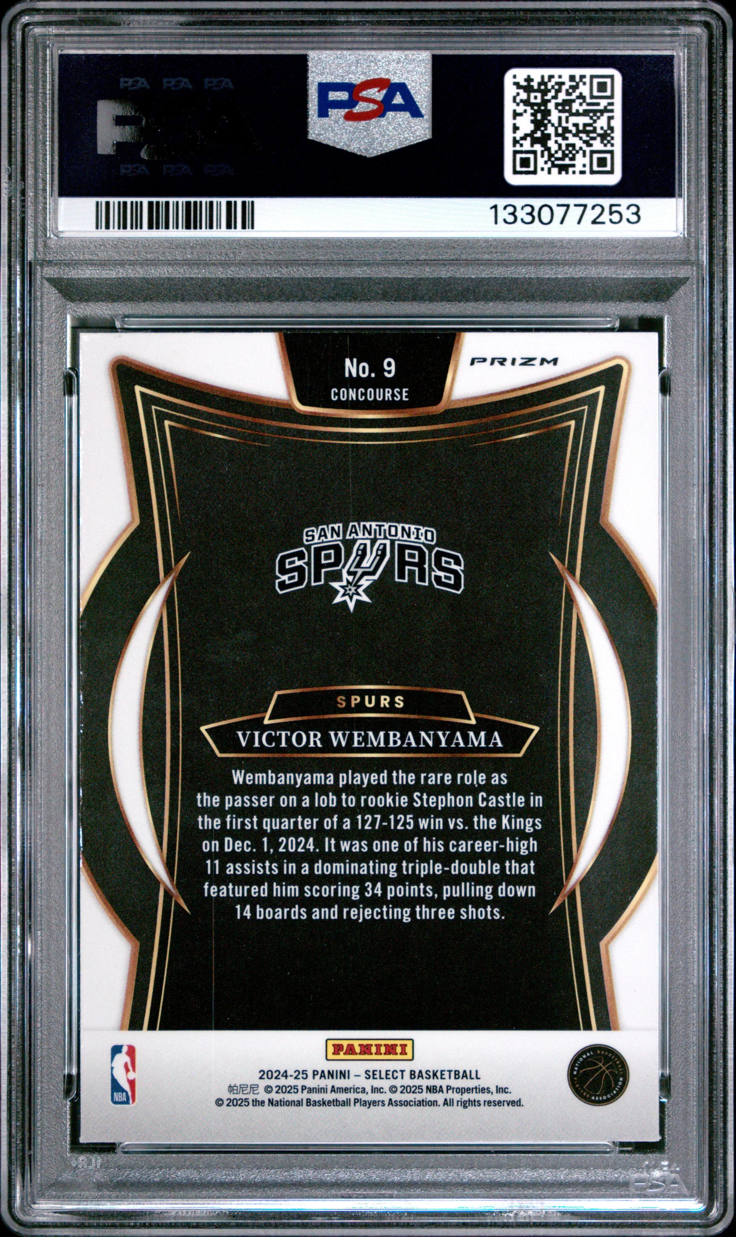 VICTOR WEMBANYAMA | 2024 PANINI SELECT 9 | RED CRACKED ICE | PSA MINT 9 - Image 2