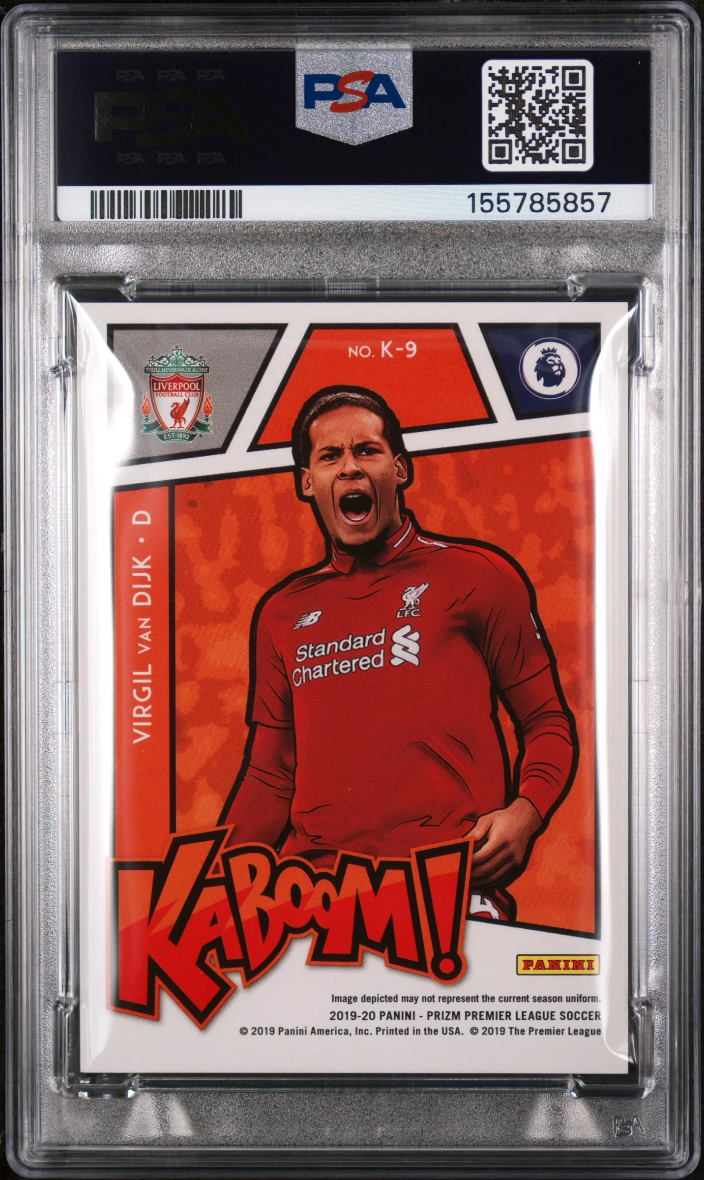 VIRGIL VAN DIJK | 2019 PANINI PRIZM PREMIER LEAGUE KABOOM K-9 | KABOOM | PSA GEM MT 10 - Image 2