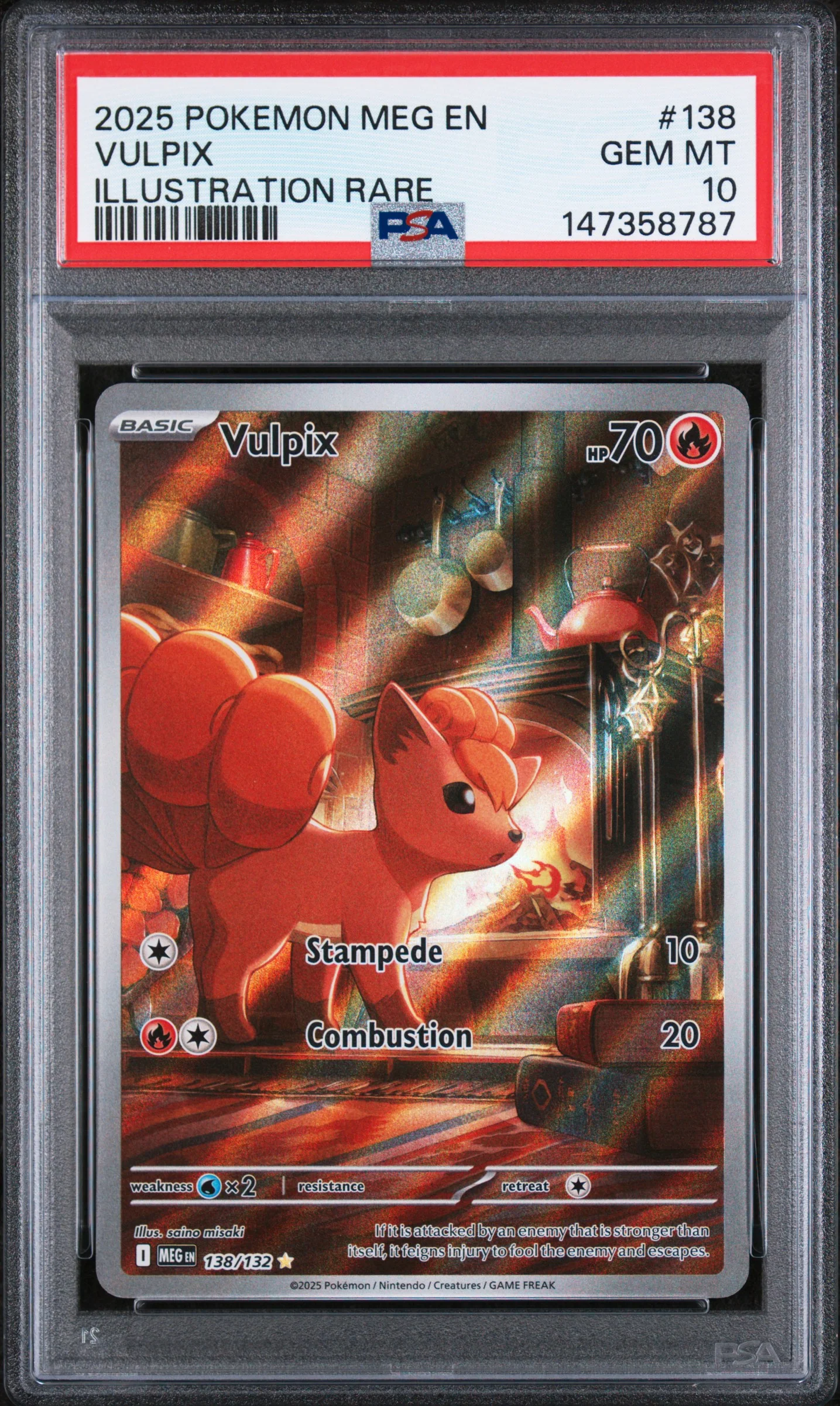 VULPIX | 2025 POKEMON MEG EN-MEGA EVOLUTION 138 | ILLUSTRATION RARE | PSA GEM MT 10