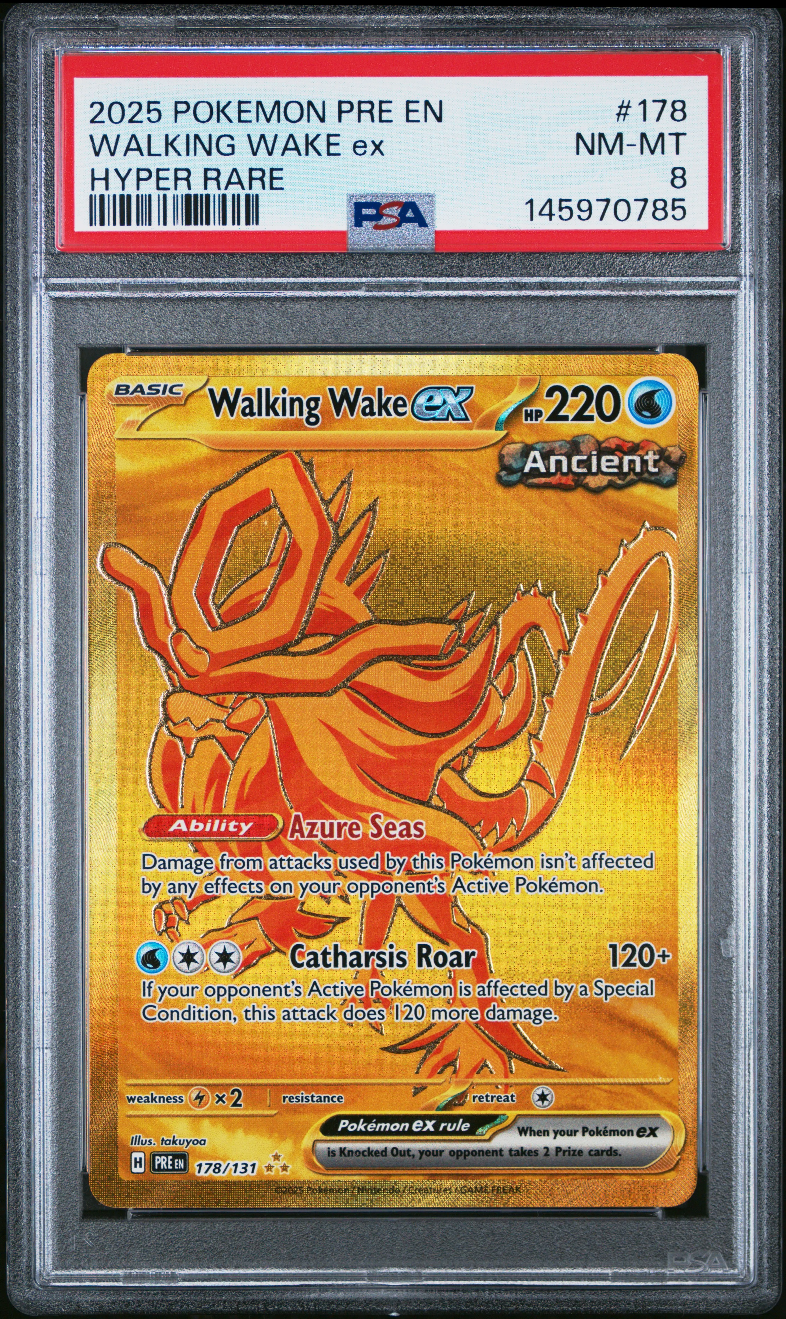WALKING WAKE ex | 2025 POKEMON PRE EN-PRISMATIC EVOLUTIONS 178 | HYPER RARE | PSA NM-MT 8