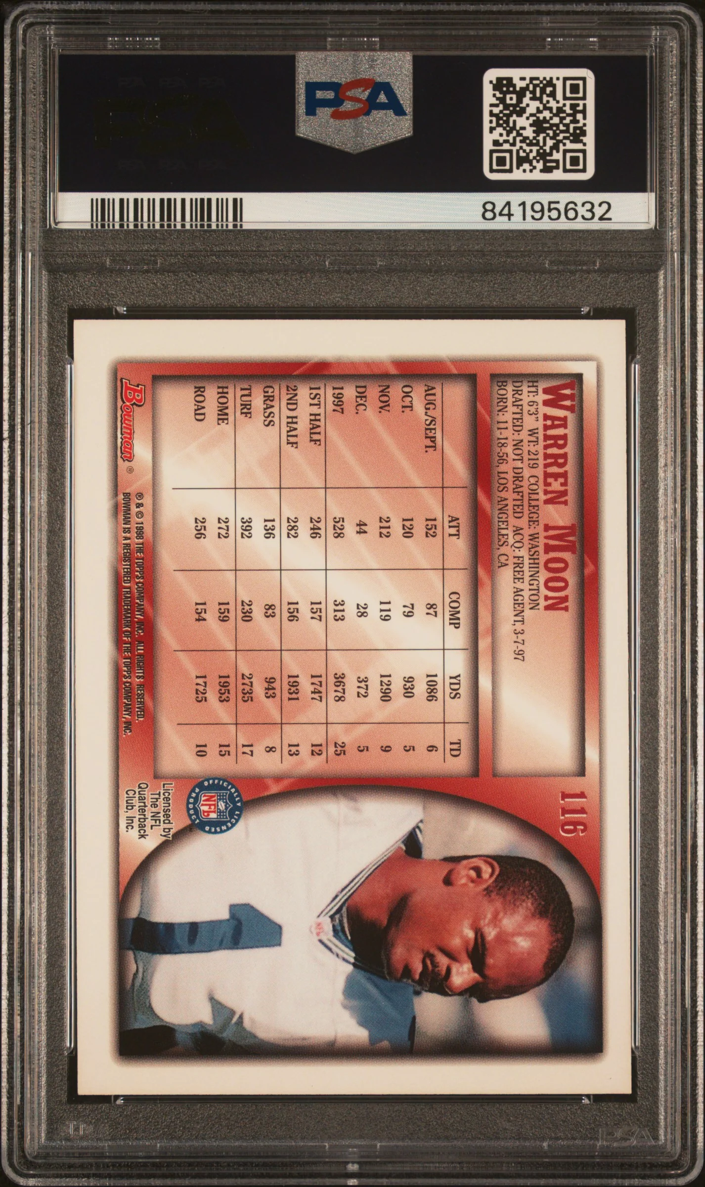WARREN MOON | 1998 BOWMAN 116 | PSA NM 7 - Image 2
