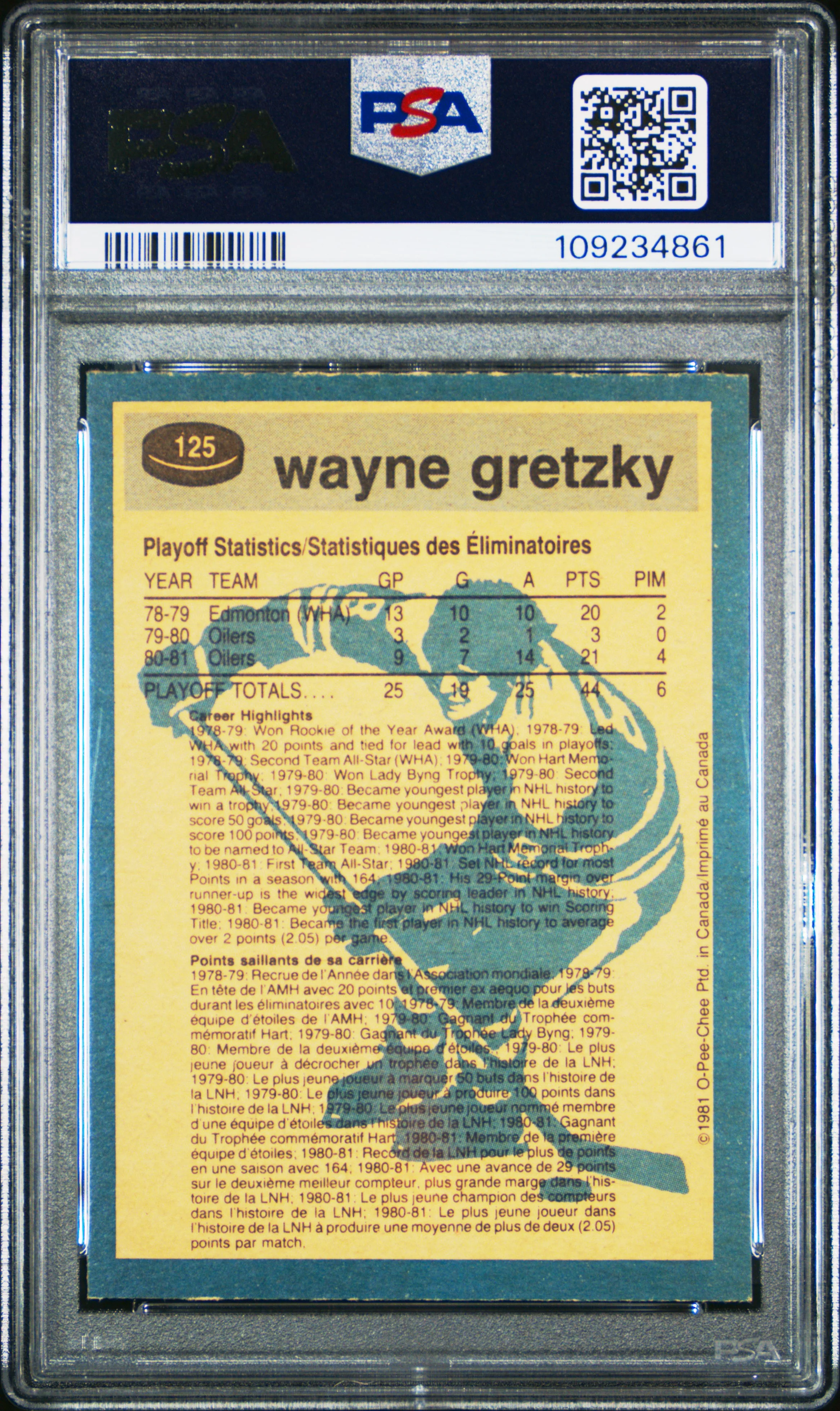 WAYNE GRETZKY | 1981 O-PEE-CHEE 125 | PSA NM-MT 8 - Image 2