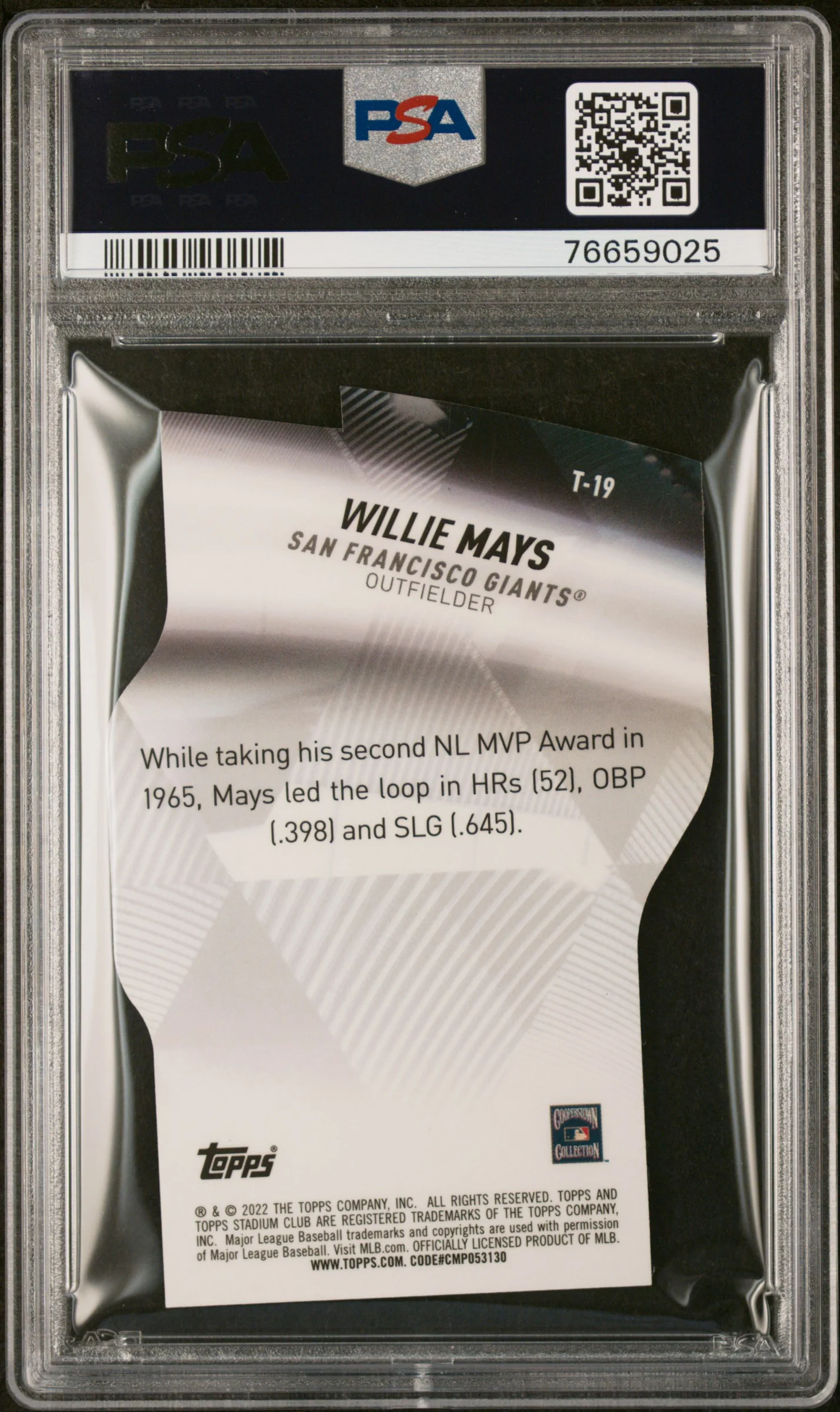WILLIE MAYS | 2022 TOPPS STADIUM CLUB TRIUMVIRATES T19 | TRIUMVIRATES | PSA EX-MT 6 - Image 2