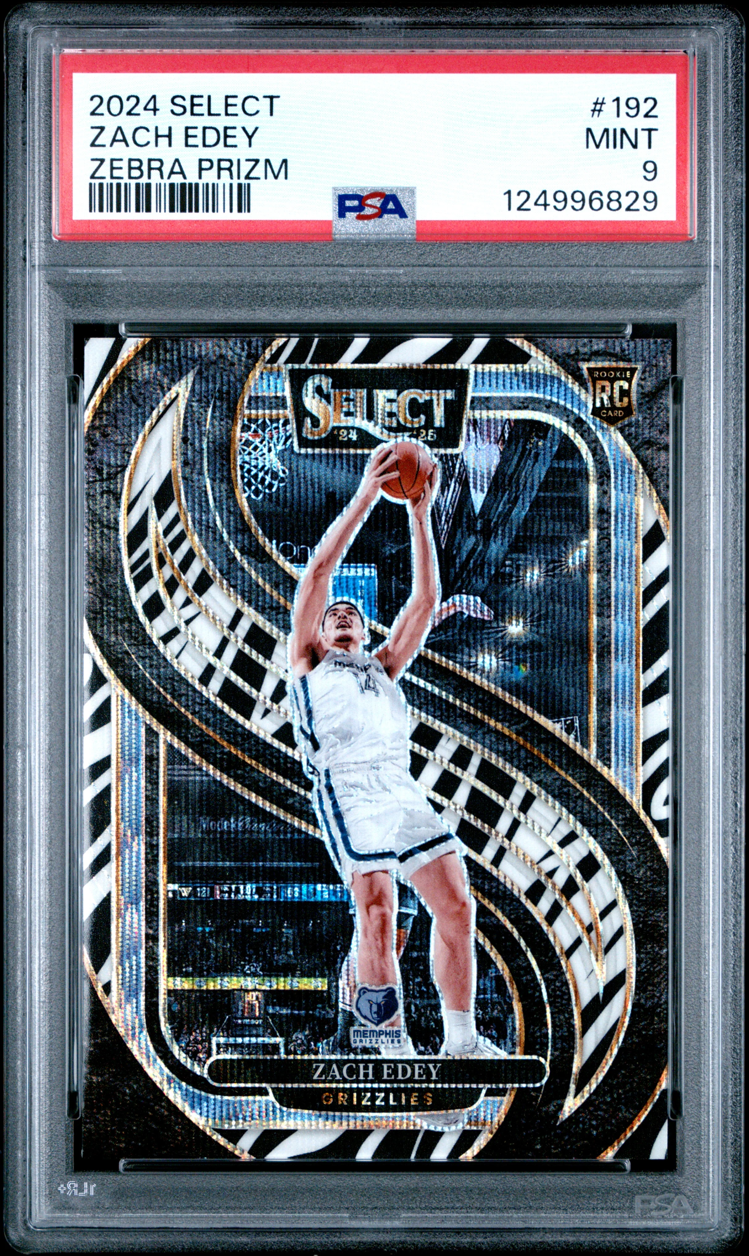 ZACH EDEY | 2024 PANINI SELECT 192 | ZEBRA PRIZM | PSA MINT 9